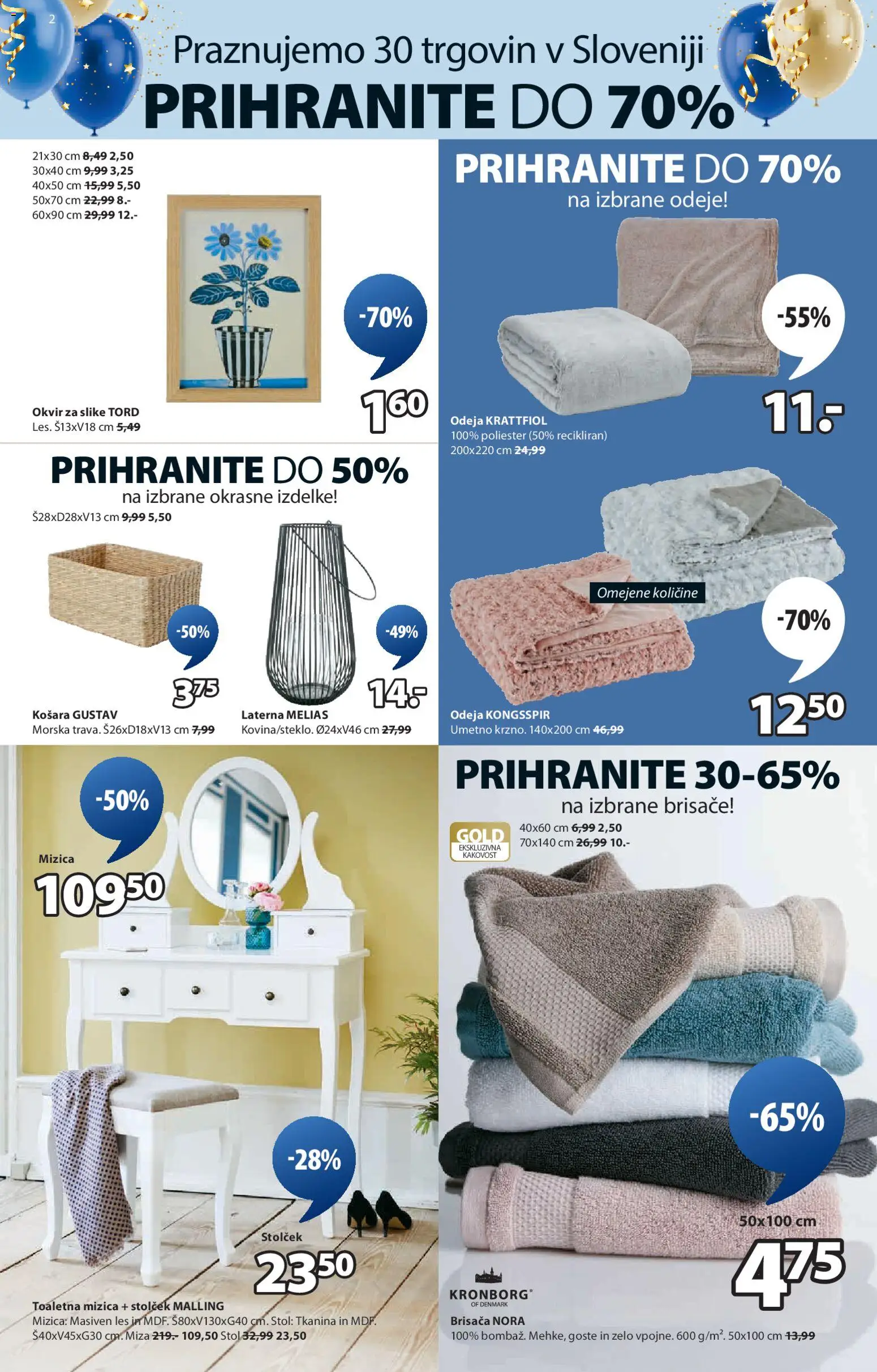 Novi JYSK katalog ponudbe – veljaven od 22.10.2025 | Stran: 2 | Izdelki: Mizica, Brisača, Košara, Okvir za slike