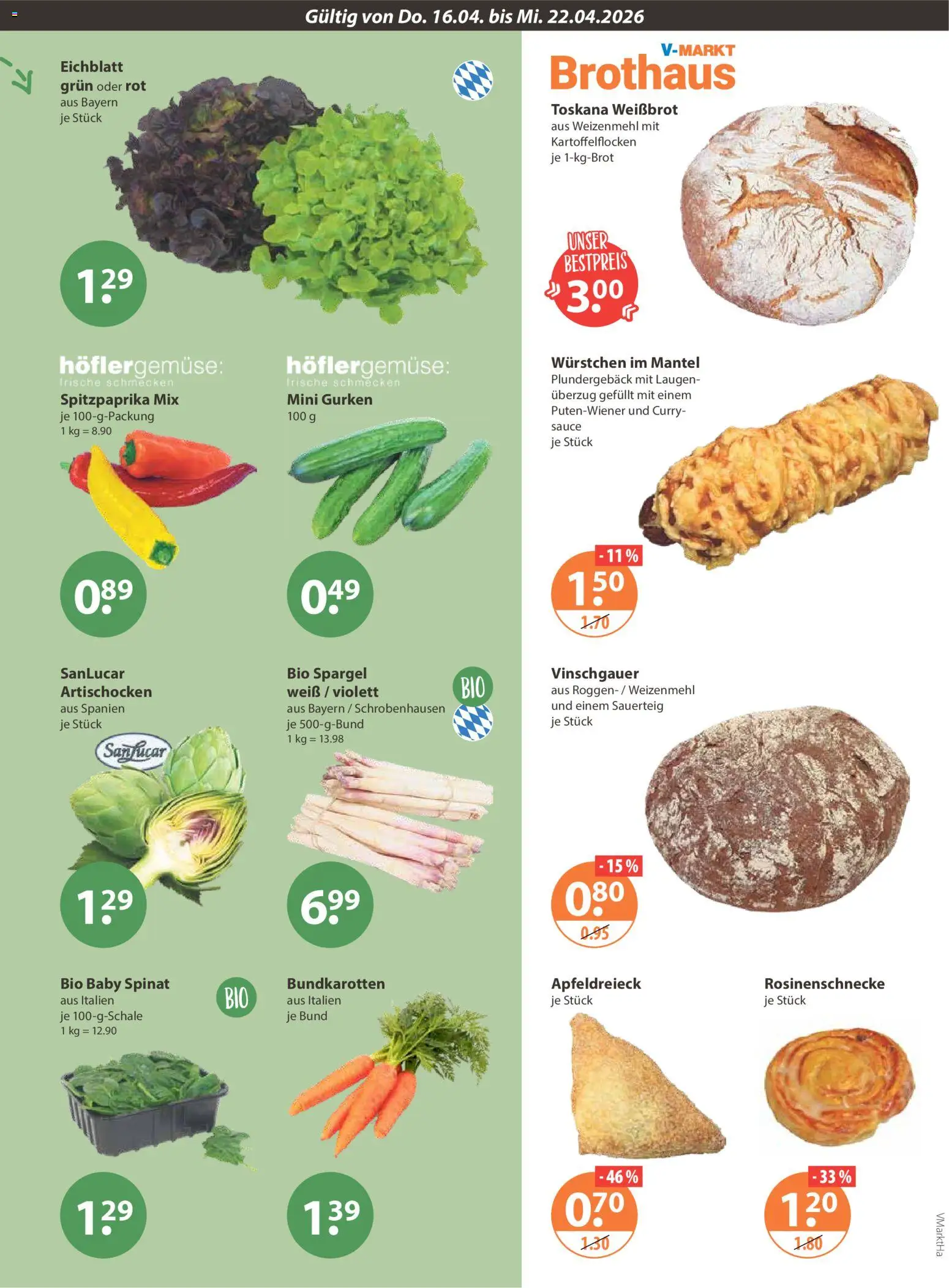 V-Markt Angebote – gültig ab 16.04.2026 | Seite: 5 | Produkte: Weizenmehl, Spargel, Mantel, Gurken