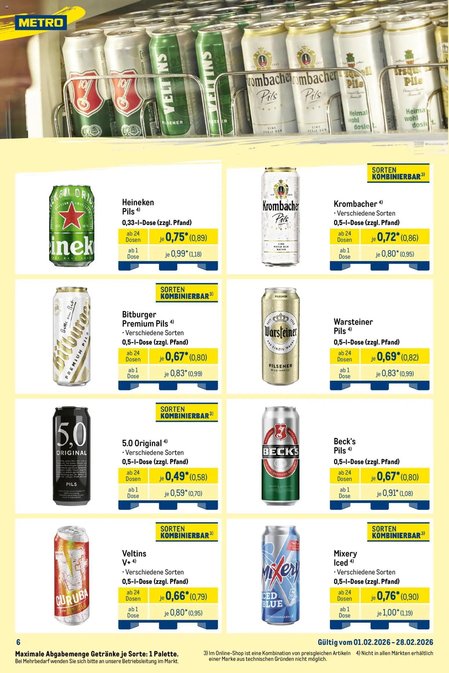 Metro  Monats-Mix – gültig ab 01.02.2026 | Seite: 6 | Produkte: Heineken, Krombacher, Mixery, Veltins