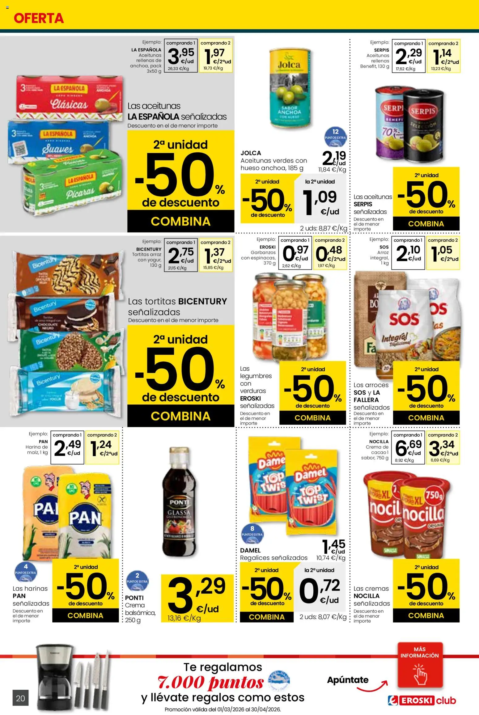 Eroski - Viste tu cesta de primavera Center │ válido desde el 26.02.2026 | Página: 20 | Productos: Chocolate, Arroz, Crema, Té