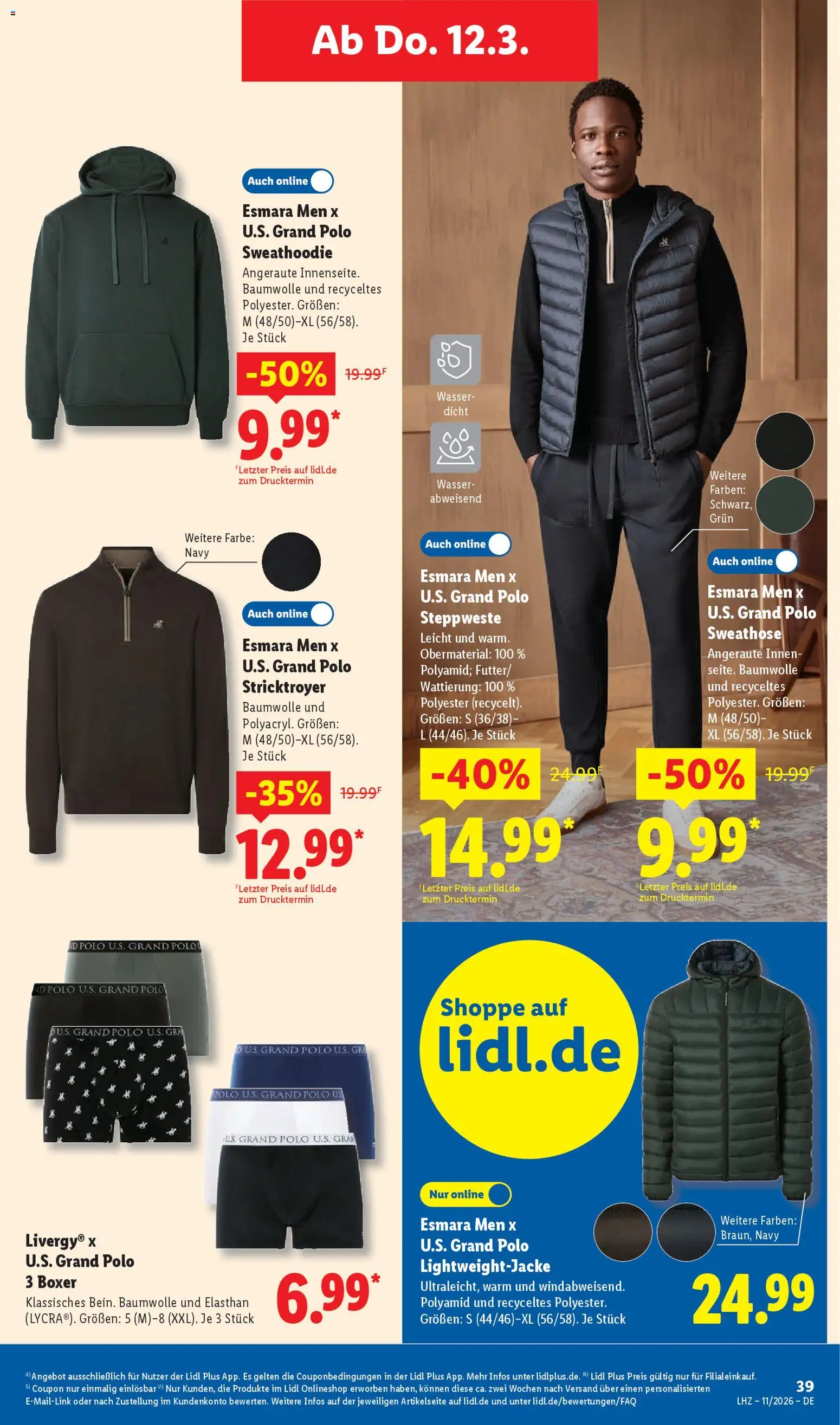 Lidl Prospekt Steinheim am Albuch – gültig ab 09.03.2026 | Seite: 61 | Produkte: Sweathose, Steppweste, Wasser, Boxer