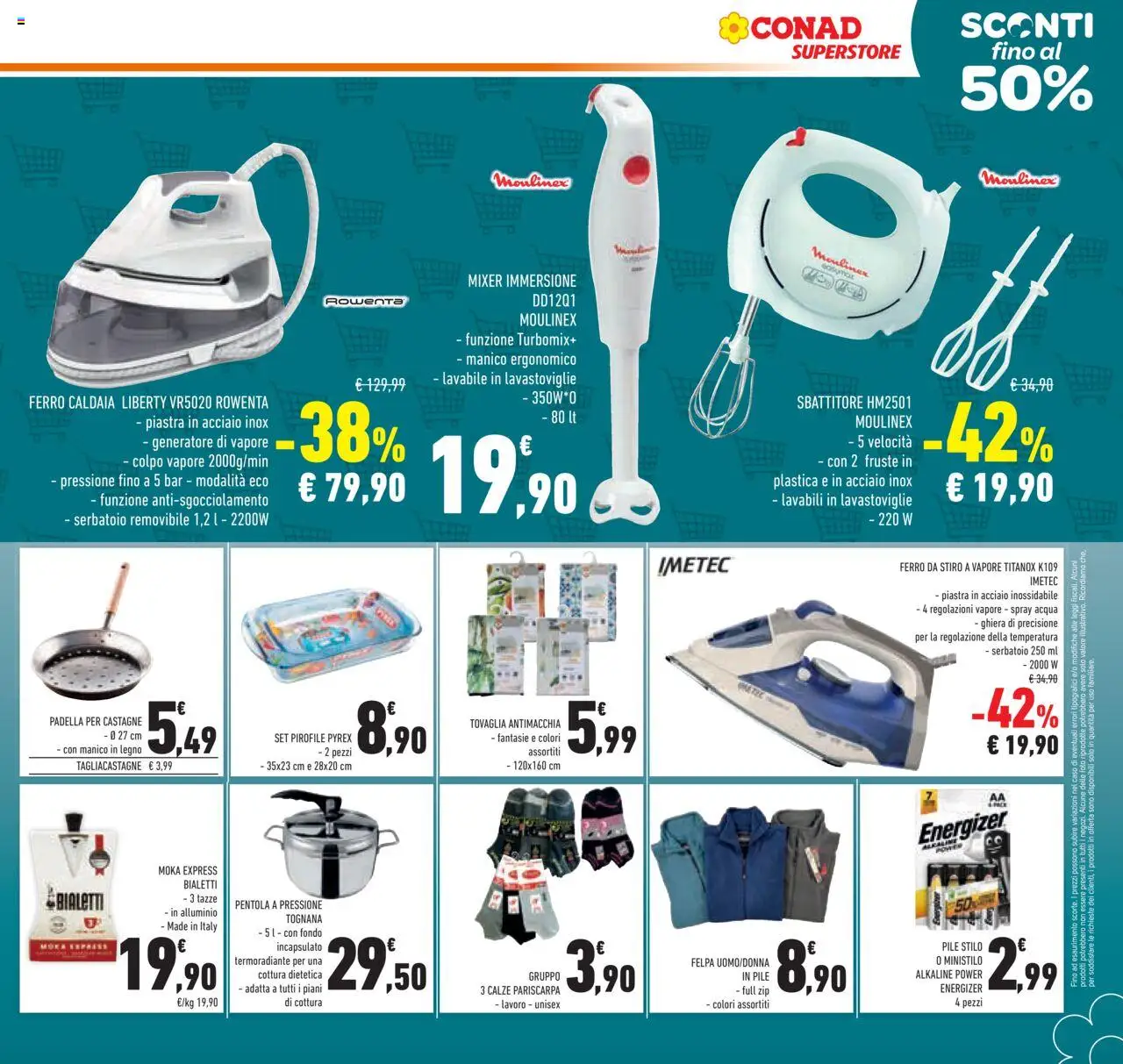 Volantino Conad del 22.10.2025 | Pagina: 25 | Prodotti: Pile, Lavastoviglie, Alluminio, Ferro da stiro
