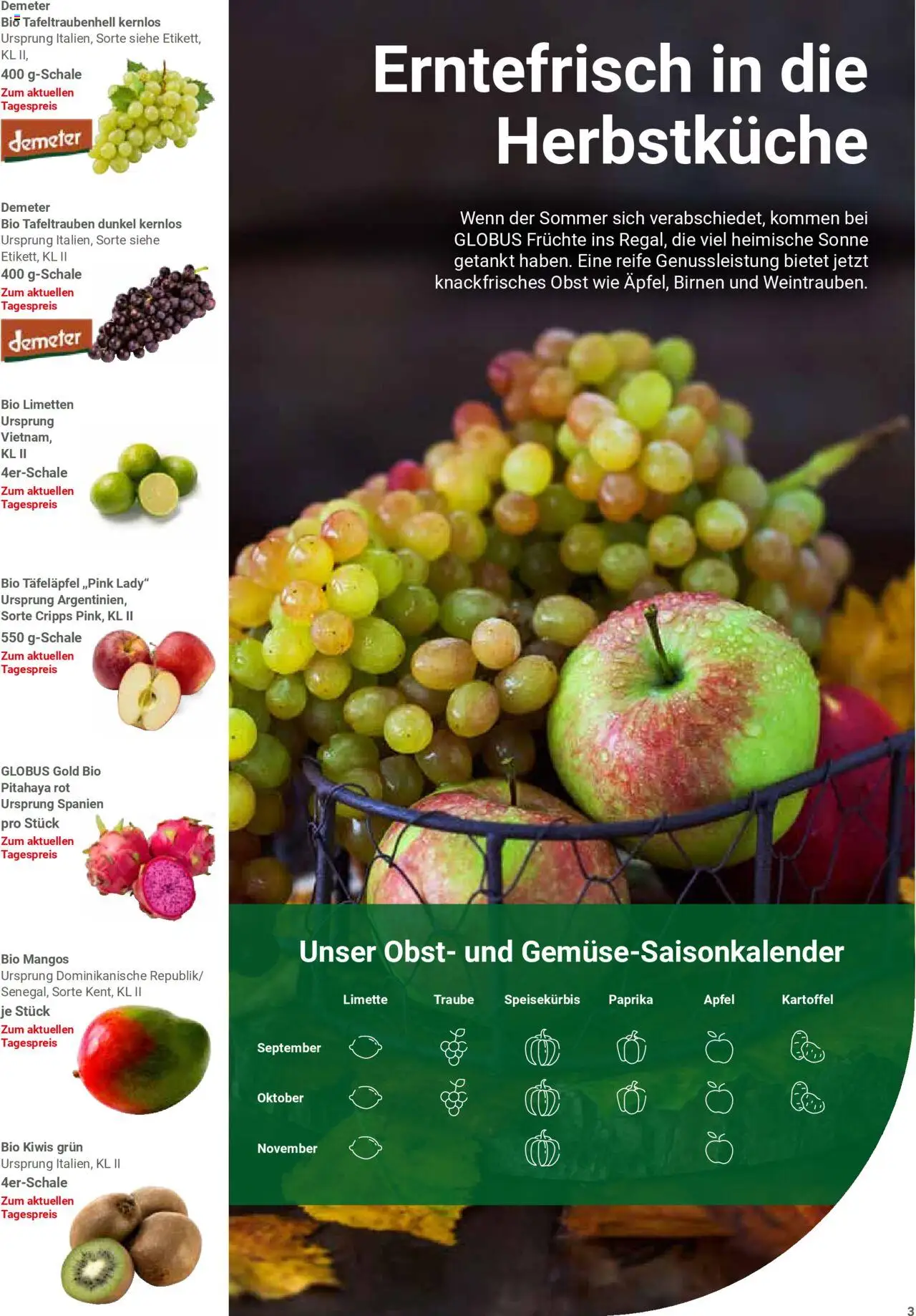 Globus Spezial - gültig ab dem 25.08.2025 | Seite: 3 | Produkte: Limetten, Äpfel, Obst, Limette