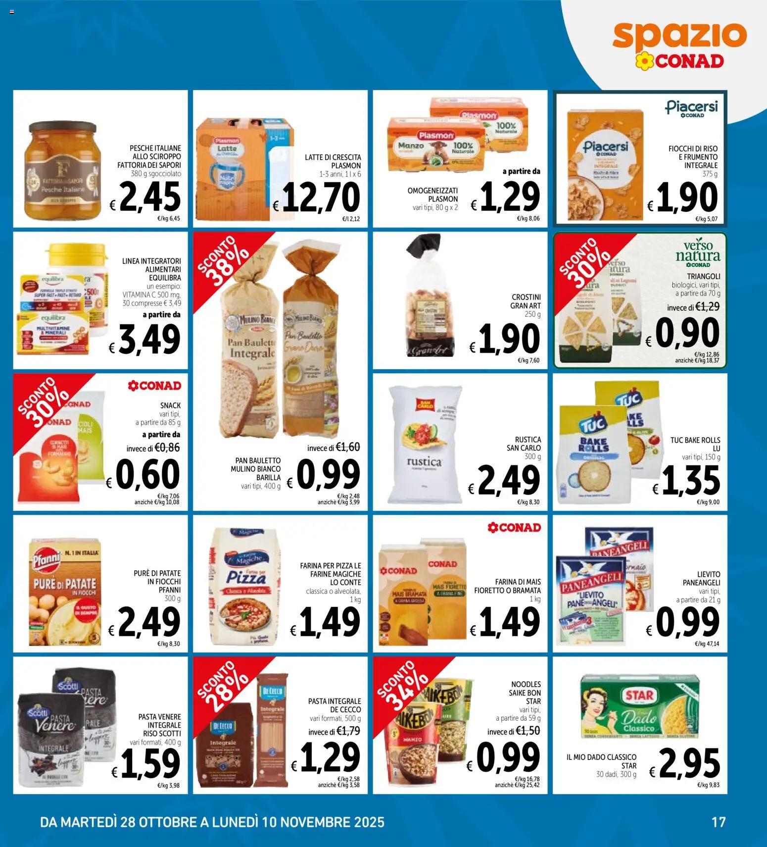 Volantino Spazio Conad del 28.10.2025 | Pagina: 17 | Prodotti: Latte, Pasta, Crostini, Mais