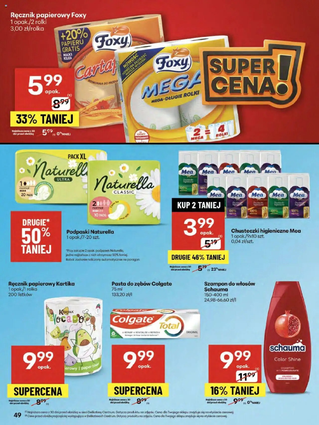 Delikatesy Centrum Gazetka - Sklepy Własne od 14.08.2025 | Strona: 49 | Produkty: Rolki, Chusteczki higieniczne, Pasta do zębów, Ręcznik papierowy