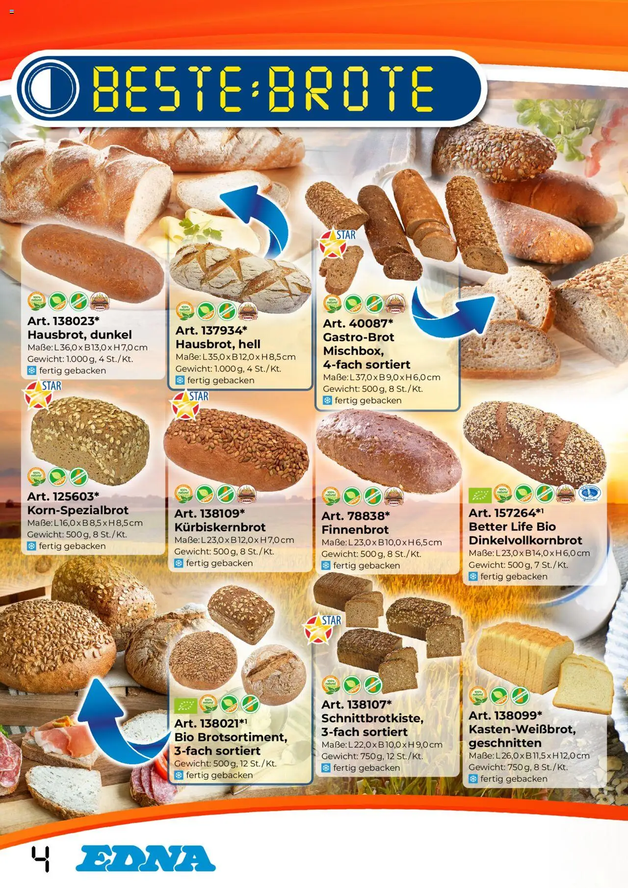 Metro angebote EDNA Frühstück gültig ab 09.08.2025 | Seite: 4 | Produkte: Gewicht
