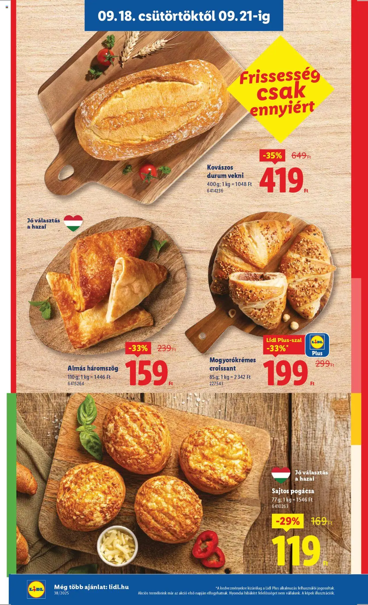 Lidl akciós ujság - amely érvényes a következő dátumtól: 18.09.2025 | Oldal: 14 | Termékek: Croissant, Pogácsa