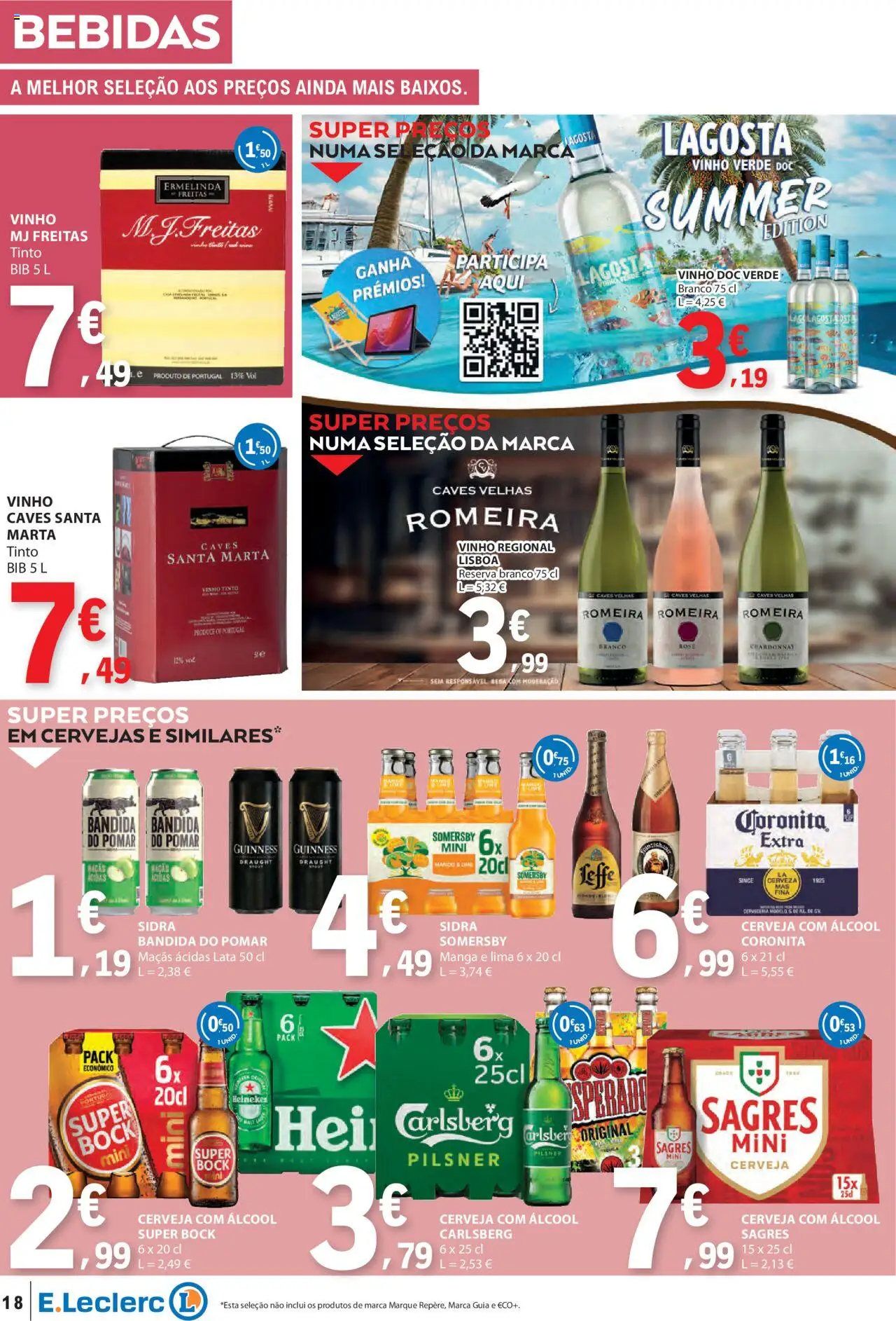 E.Leclerc - Folheto Semanal │ válido de 26.06.2025 | Página: 18 | Produtos: Lagosta, Vinho, Cerveja, Somersby