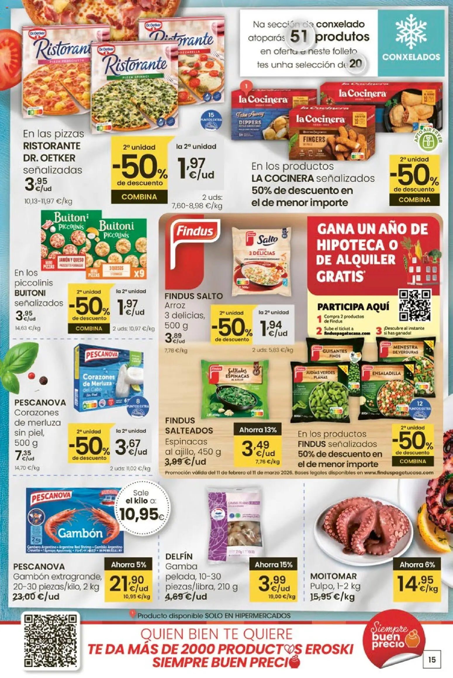 Eroski - Entroido do aforro │ válido desde el 12.02.2026 | Página: 15 | Productos: Ensaladilla, Queso, Jamón, Πορσελάνη