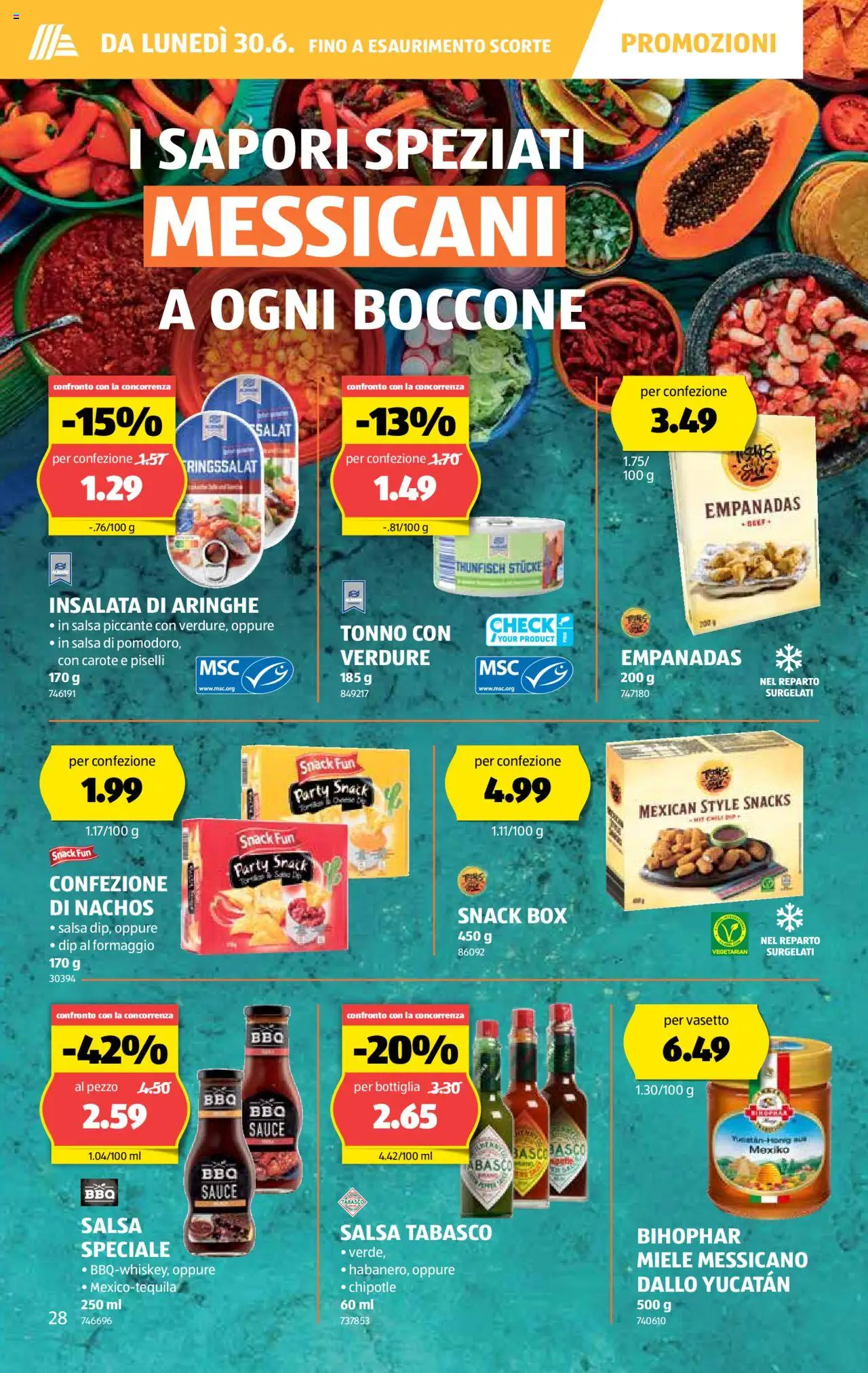 Aldi - Sfoglia online il volantino ab 26.06.2025 | Seite: 29 | Produkte: Box, Nachos, Salat, Miele