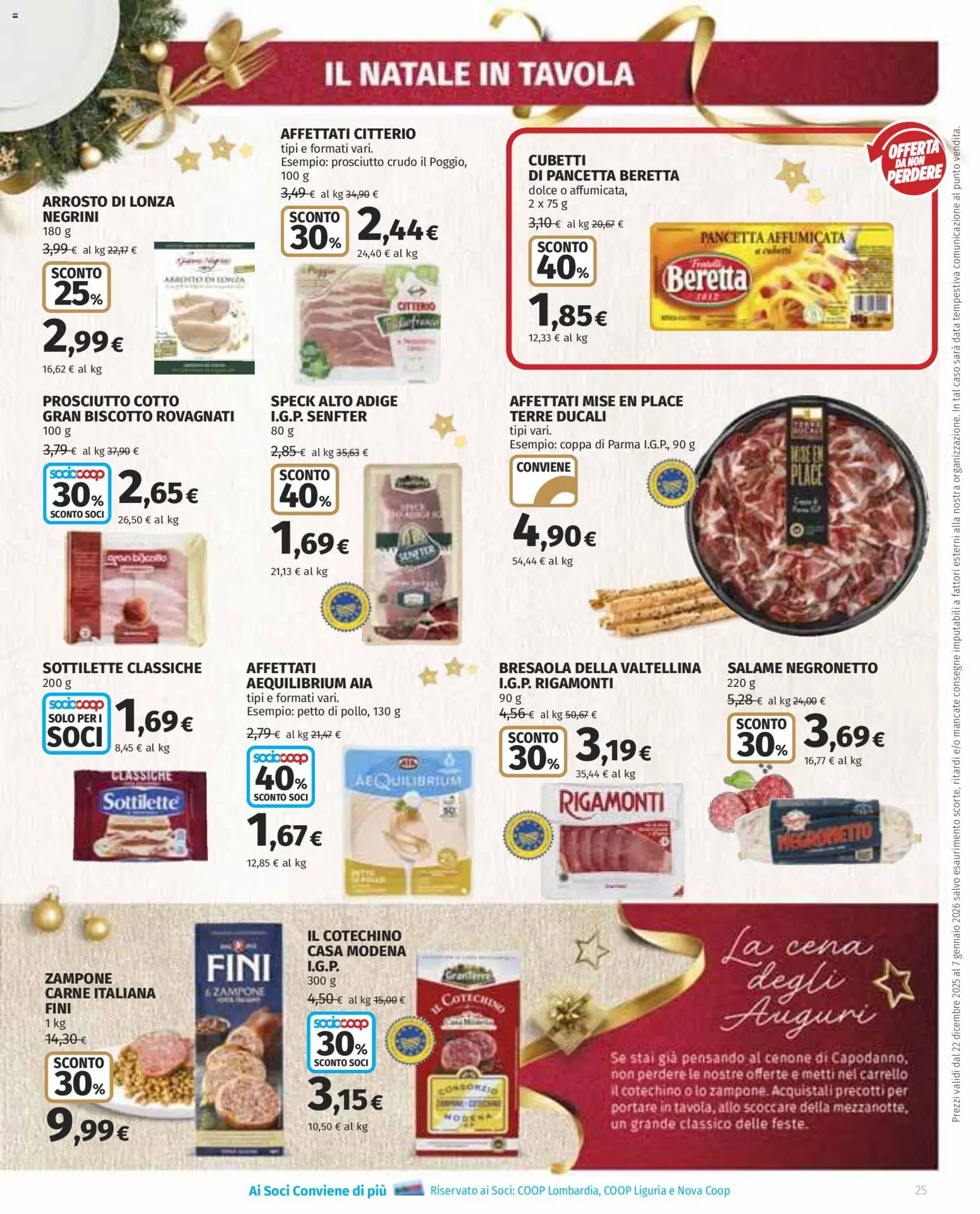 Volantino Ipercoop del 22.12.2025 | Pagina: 25 | Prodotti: Prosciutto Crudo, Prosciutto Cotto, Carrello, Data