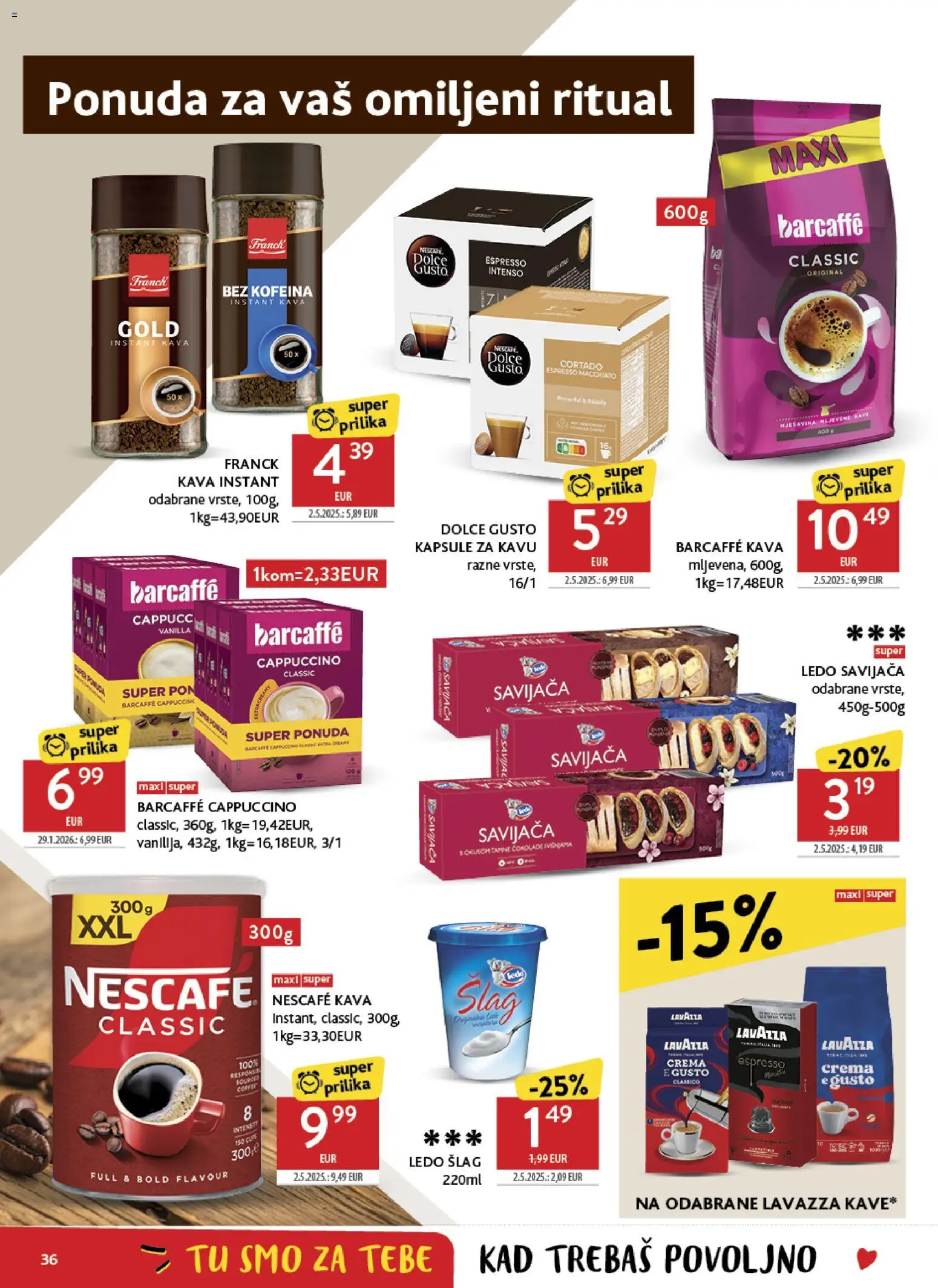 Konzum HR akciós ujság - amely érvényes a következő dátumtól: 25.02.2026 | Oldal: 36 | Termékek: Dolce Gusto, Nescafé, Cappuccino