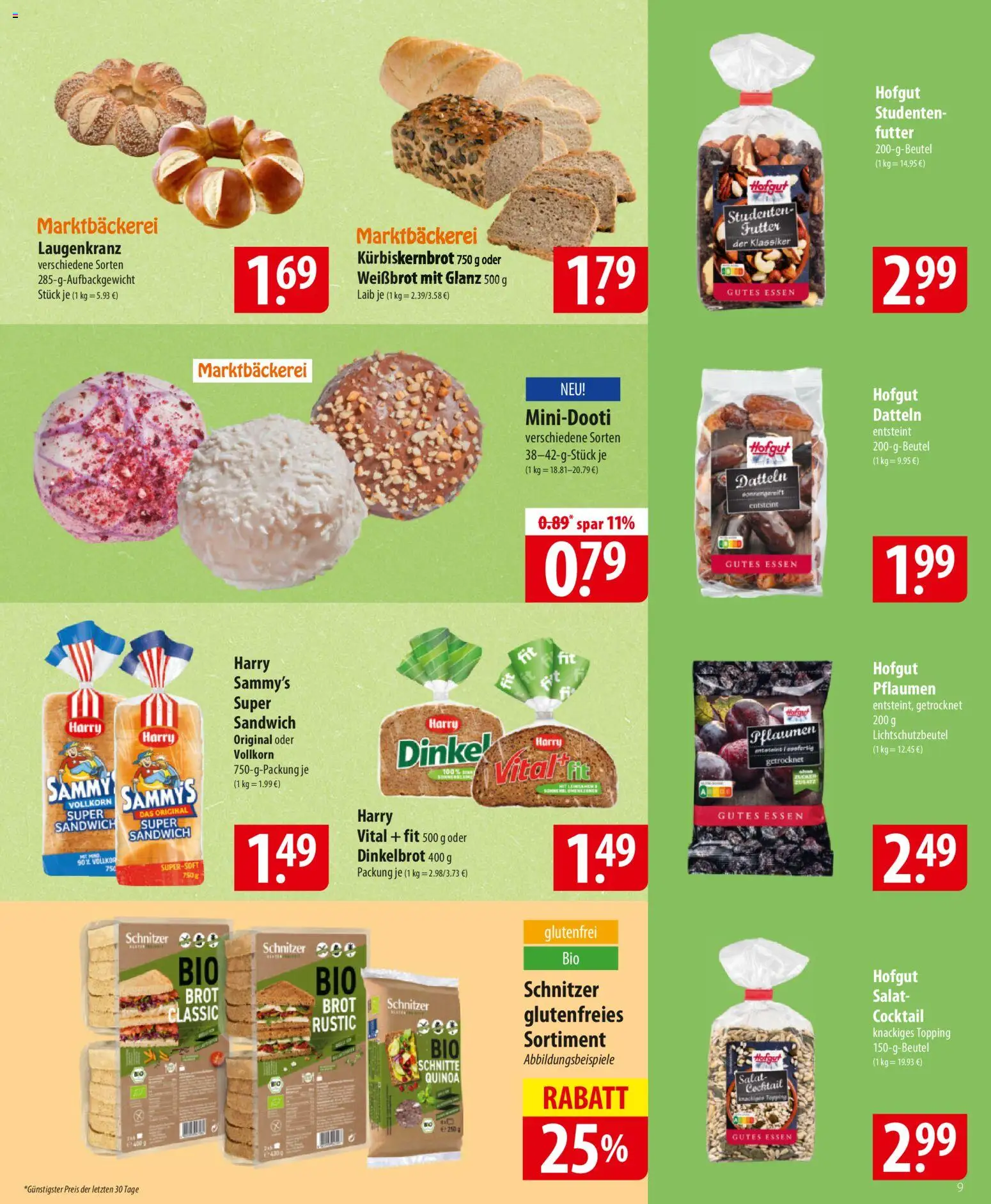 Famila Prospekt 	 – gültig ab 12.01.2026 | Seite: 9 | Produkte: Pflaumen, Brot, Salat