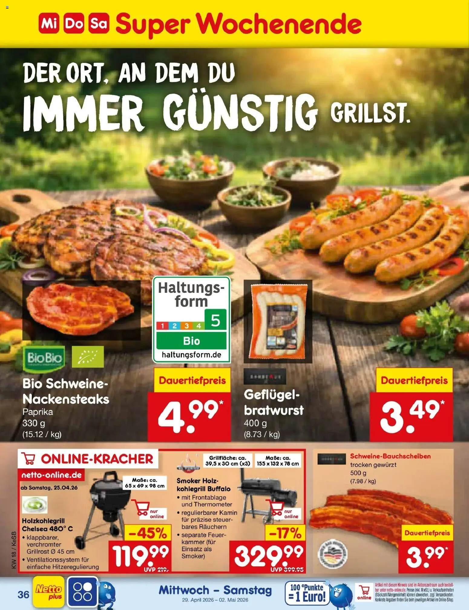 Netto Marken-Discount Prospekt Kruft	 – gültig ab 27.04.2026 | Seite: 52 | Produkte: Nackensteaks, Thermometer, Bratwurst, Paprika