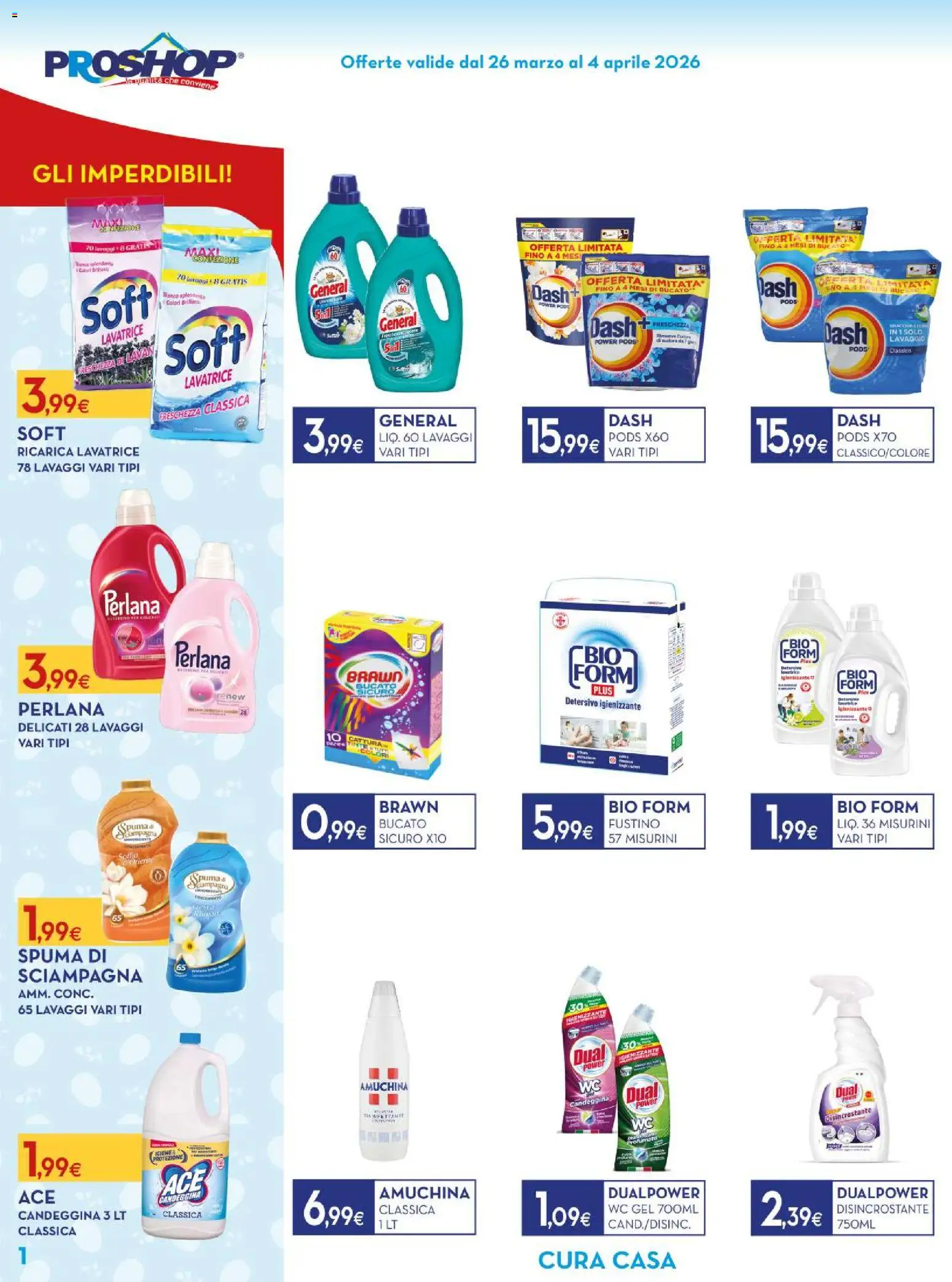 Volantino Proshop del 26.03.2026 | Pagina: 2 | Prodotti: Candeggina, Lavatrice, WC