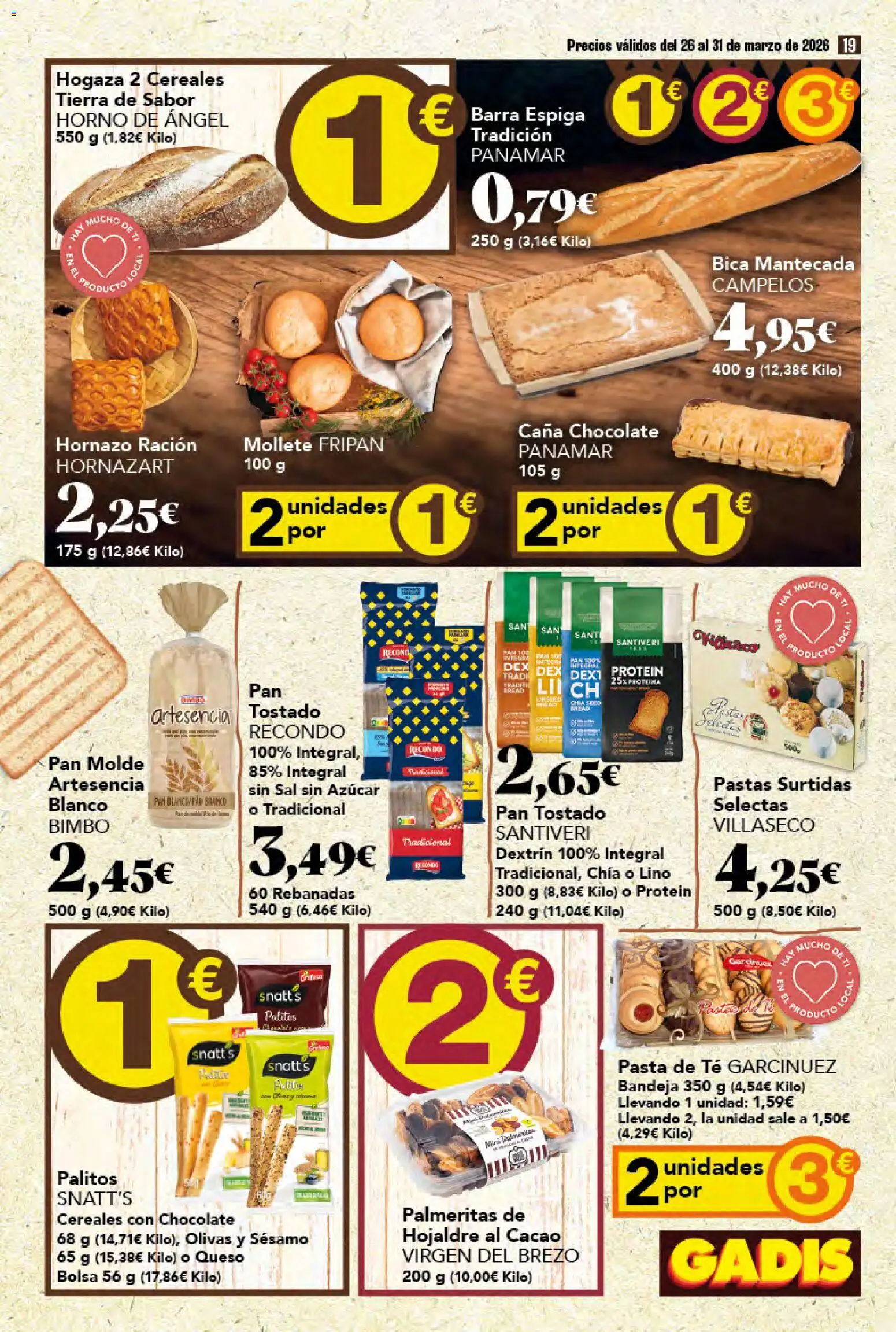 Gadis folleto │ válido desde el 26.03.2026 | Página: 19 | Productos: Pan, Chocolate, Pasta, Horno