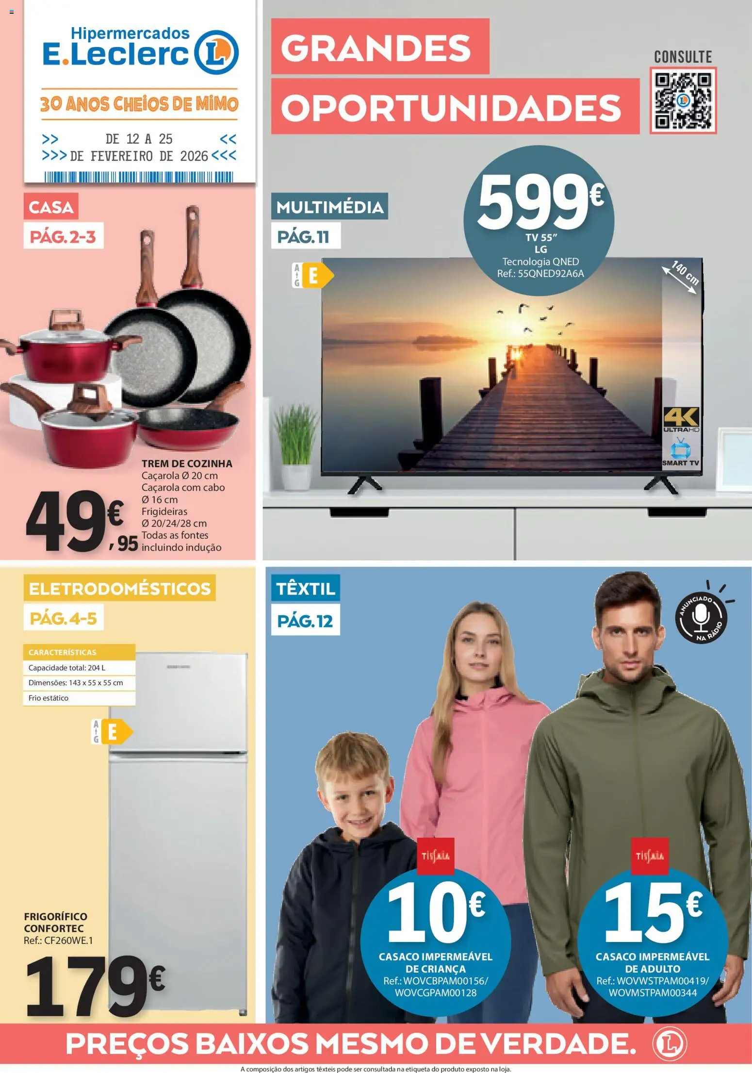 E.Leclerc Não Alimentar │ válido de 12.02.2026 | Página: 1 | Produtos: Rádio, Casaco, Cabo, Frigorífico