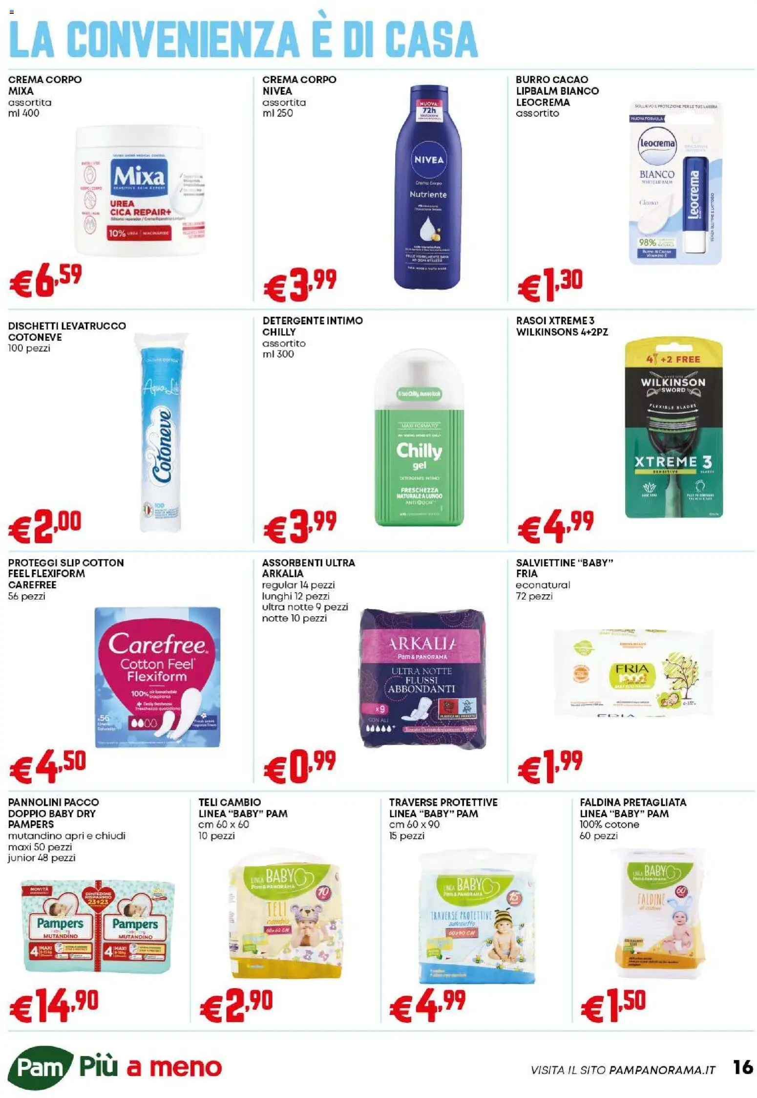 Volantino PAM del 02.01.2026 | Pagina: 16 | Prodotti: Crema, Detergente, Slip, Cacao