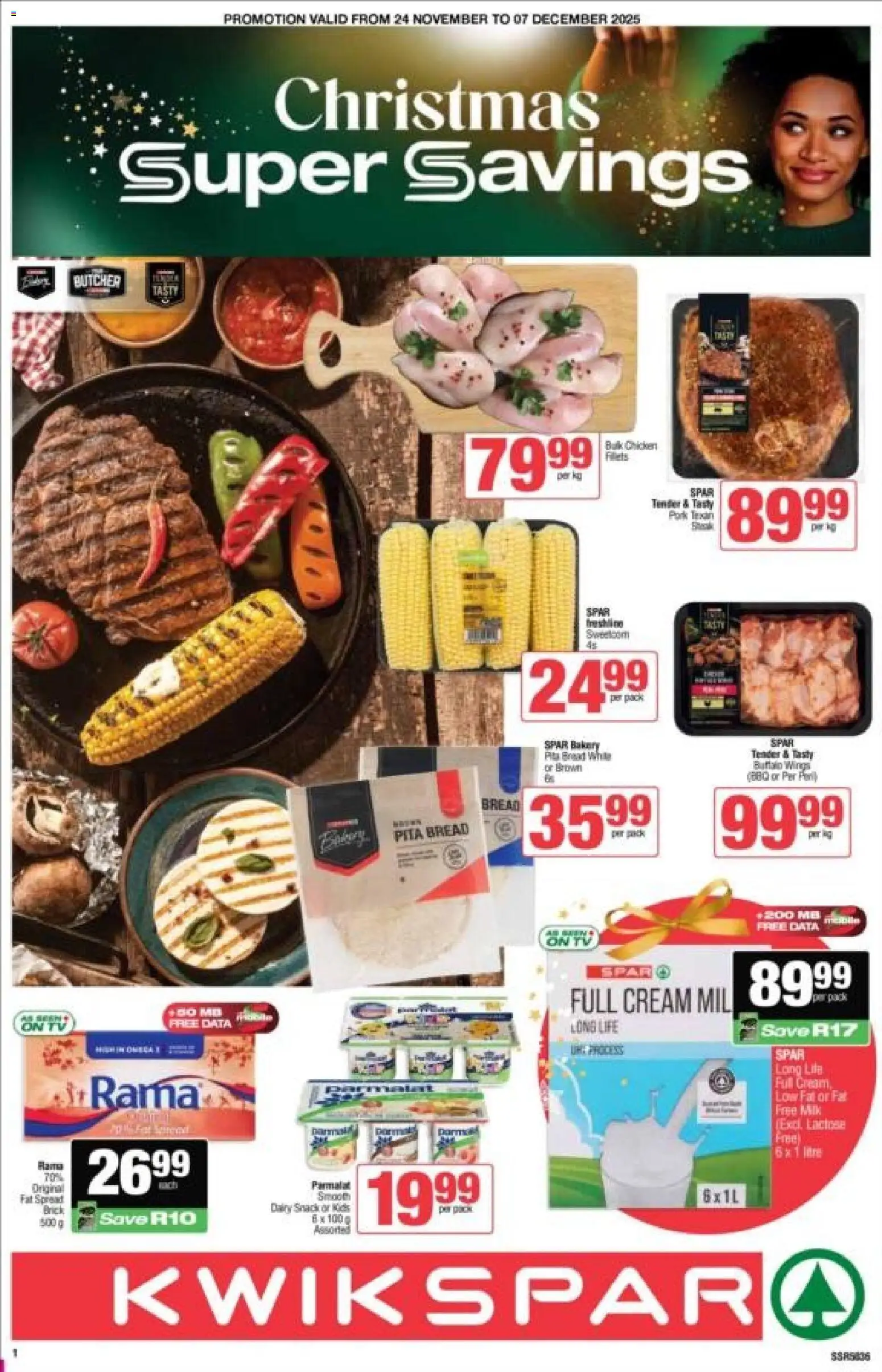 New KWIKSPAR catalogue – valid from 24.11.2025 | Page: 2 | Products: Data, Milk, Bread, Chicken