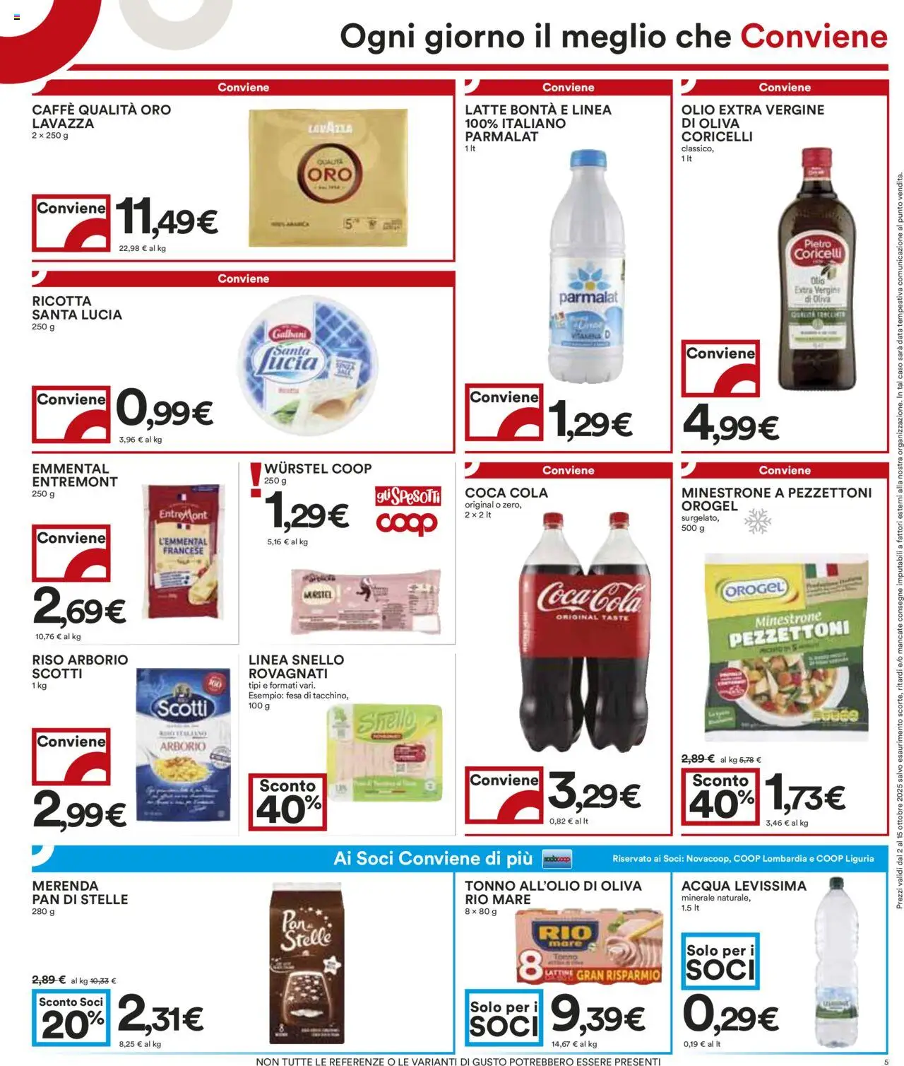Volantino COOP del 02.10.2025 | Pagina: 5 | Prodotti: Minestrone, Acqua, Latte, Tonno