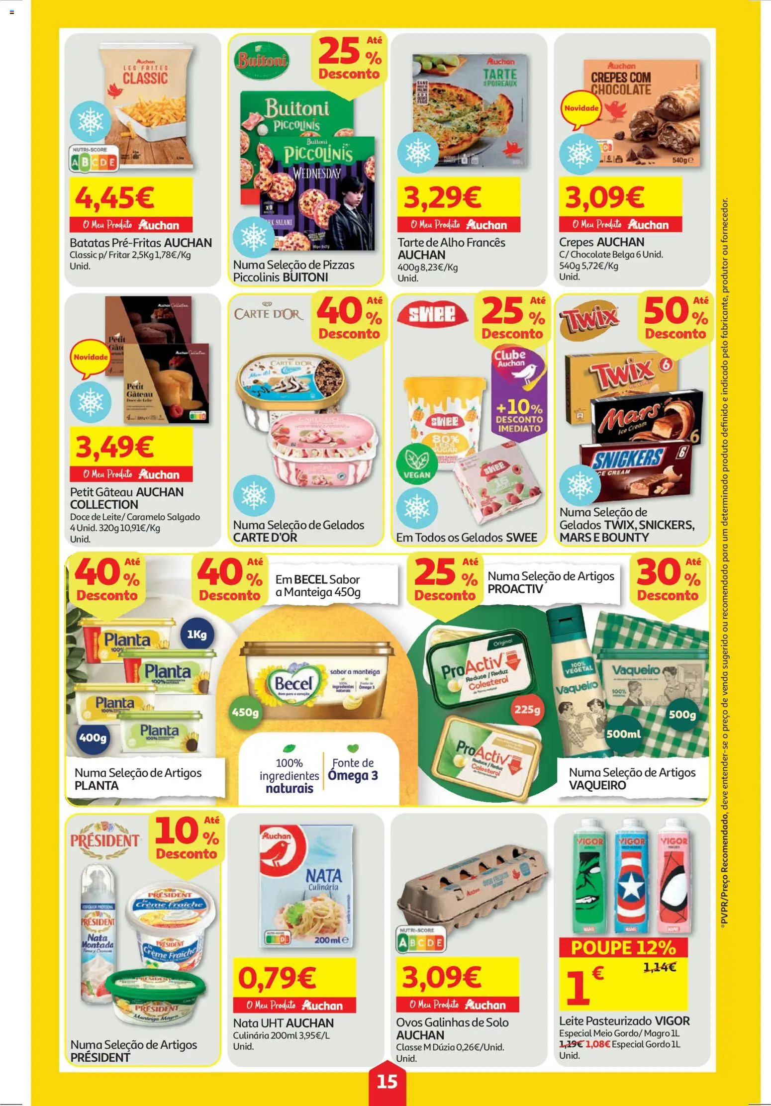 Auchan folheto │ válido de 23.10.2025 | Página: 15 | Produtos: Manteiga, Petit Gateau, Nata, Creme
