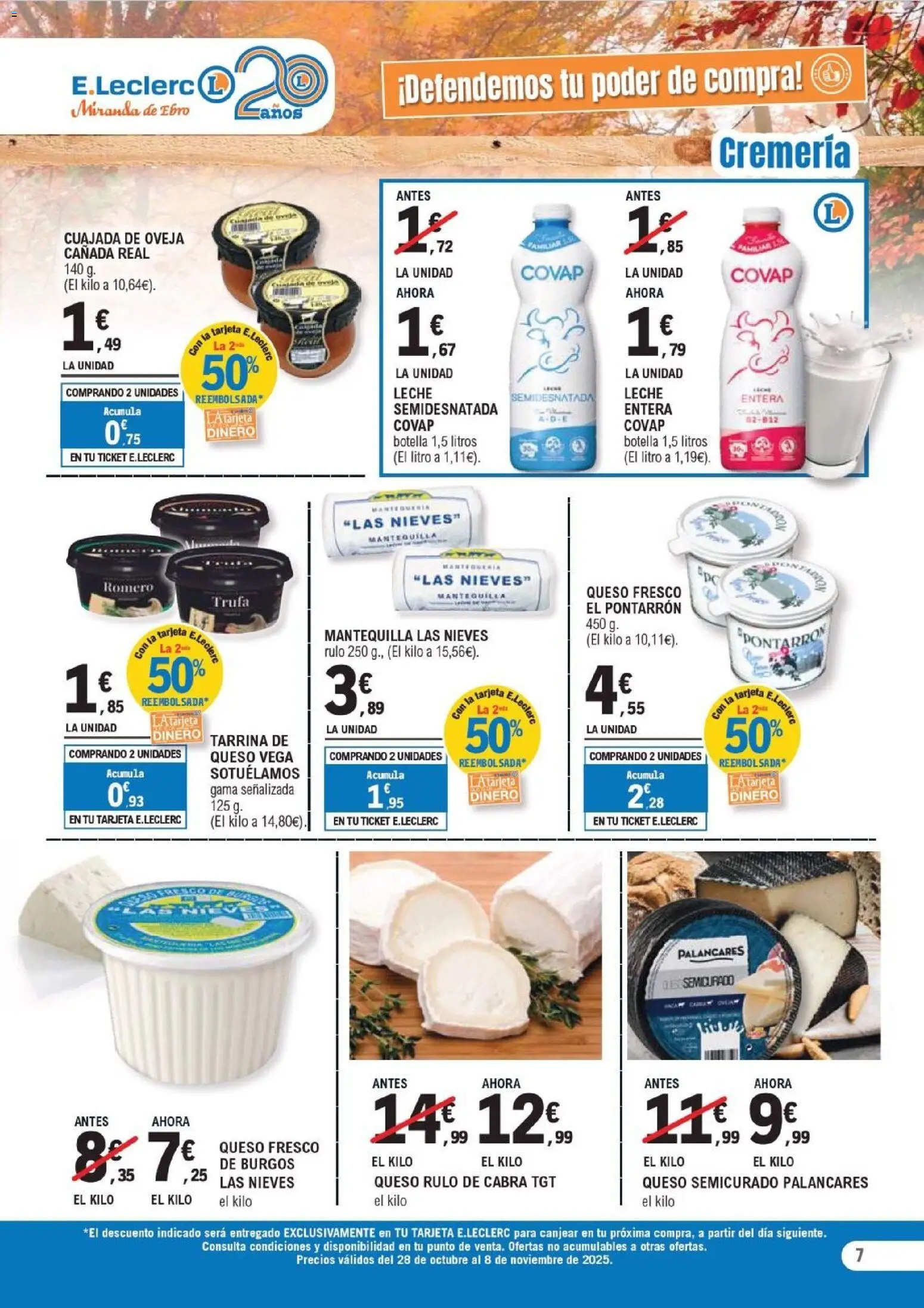 E.Leclerc folleto │ válido desde el 28.10.2025 | Página: 7 | Productos: Leche, Queso, Queso fresco, Συσκευή ροής