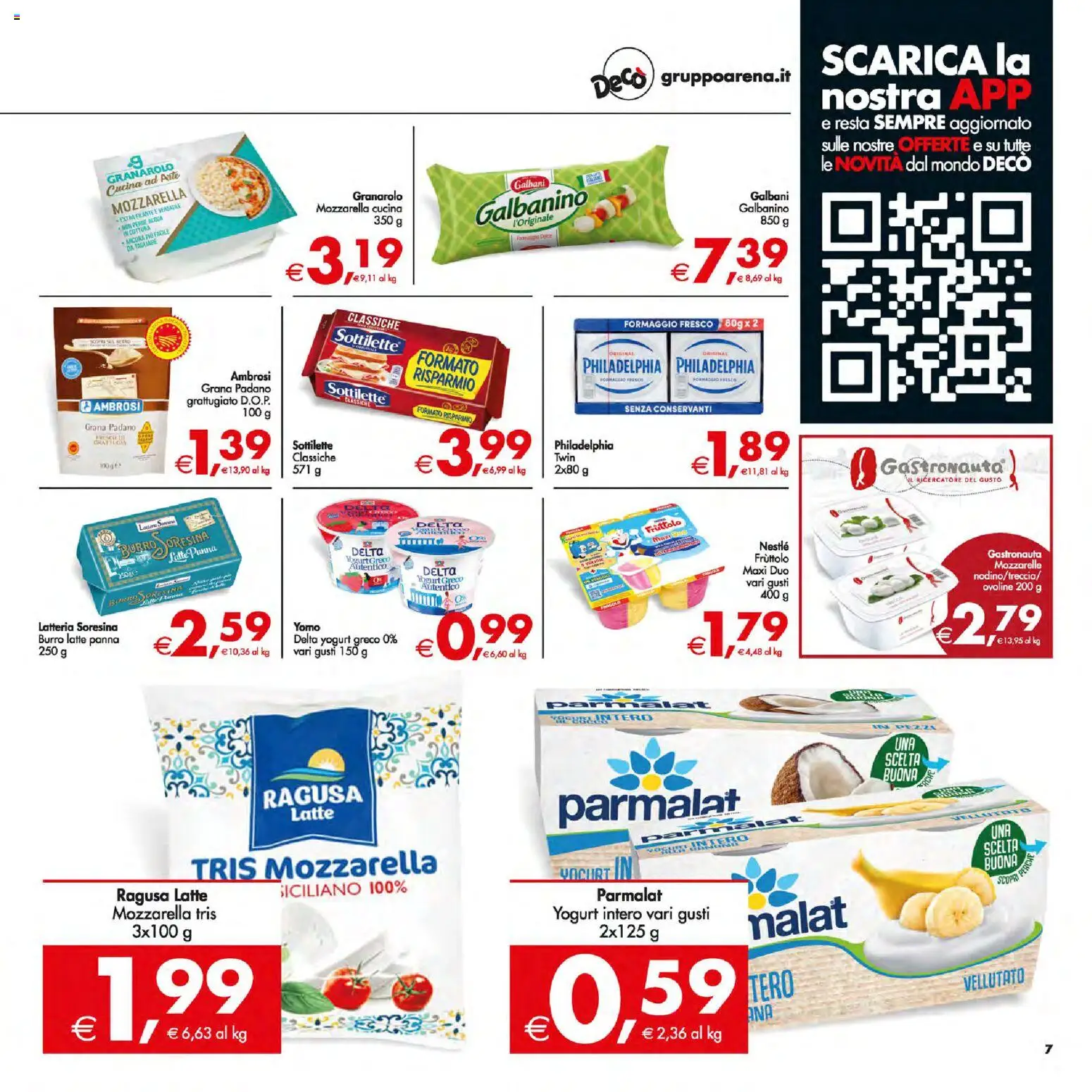 Volantino Decò del 05.01.2026 | Pagina: 7 | Prodotti: Yogurt, Mozzarella, Formaggio, Grana Padano