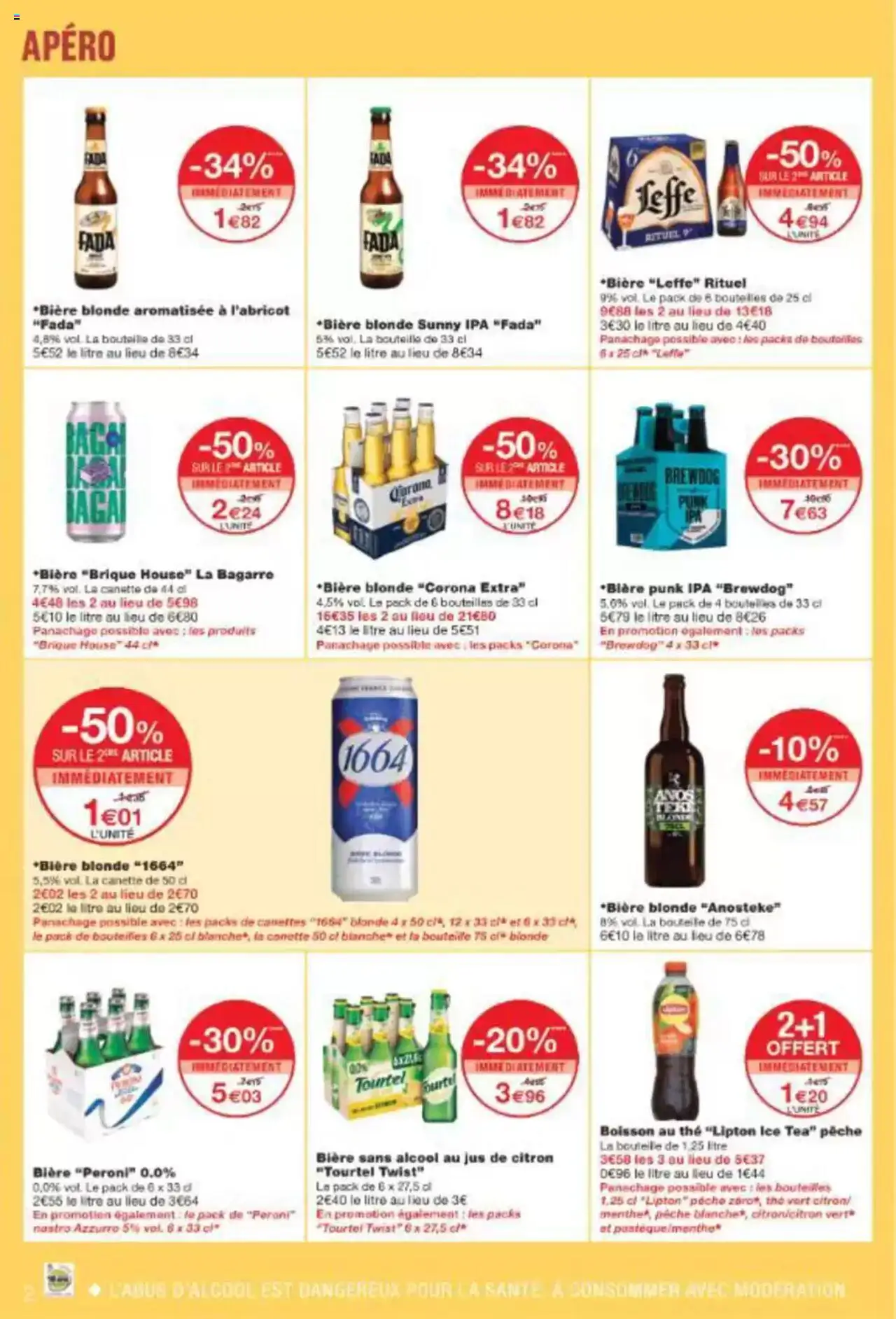  | Page: 2 | Produits: Alcool, Pêche, Jus de citron, Thé
