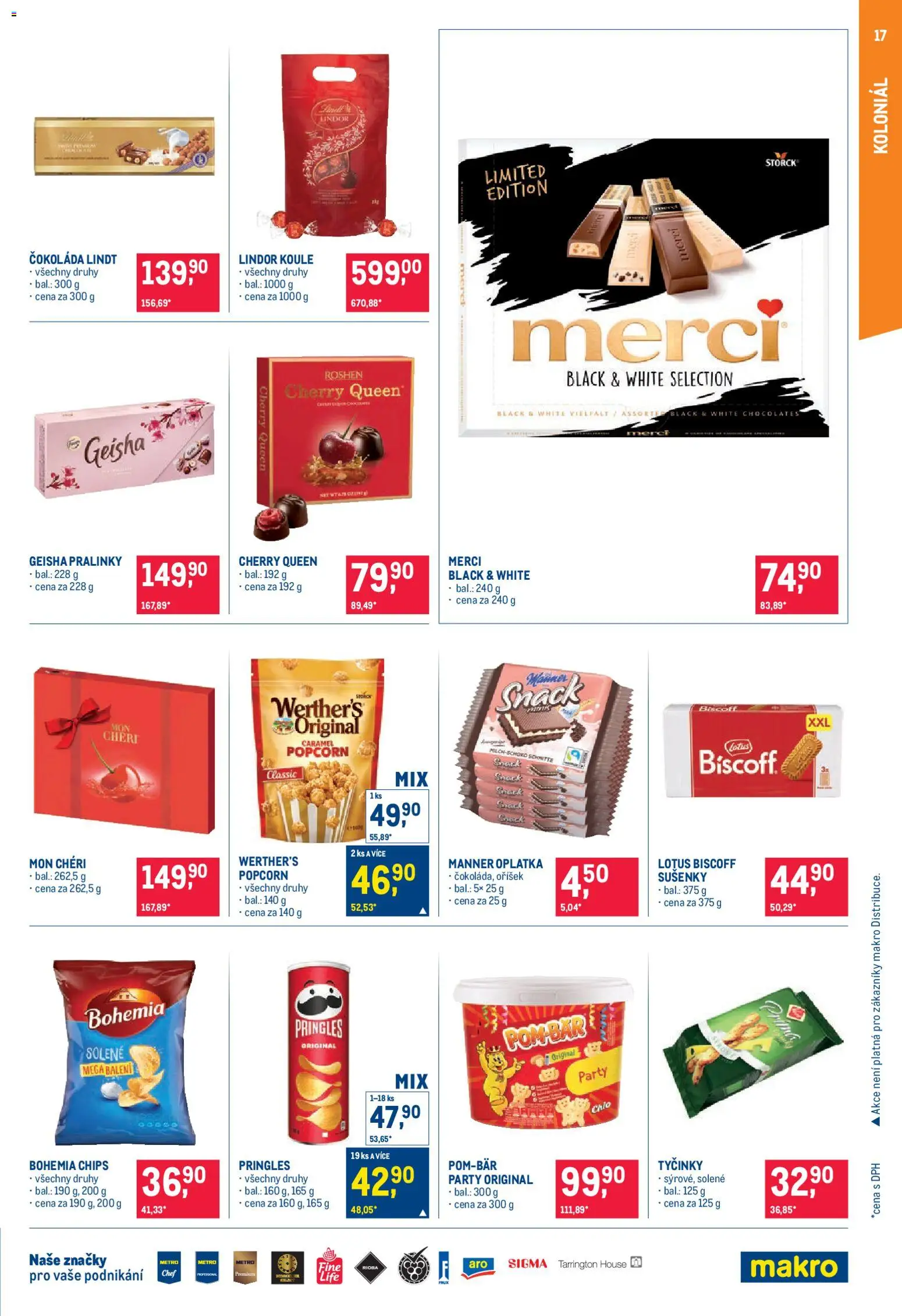 Makro leták - Pro milovníky jídla od 11.02.2026 | Strana: 17 | Produkty: Lindor, Čokoláda, Pringles, Lotus