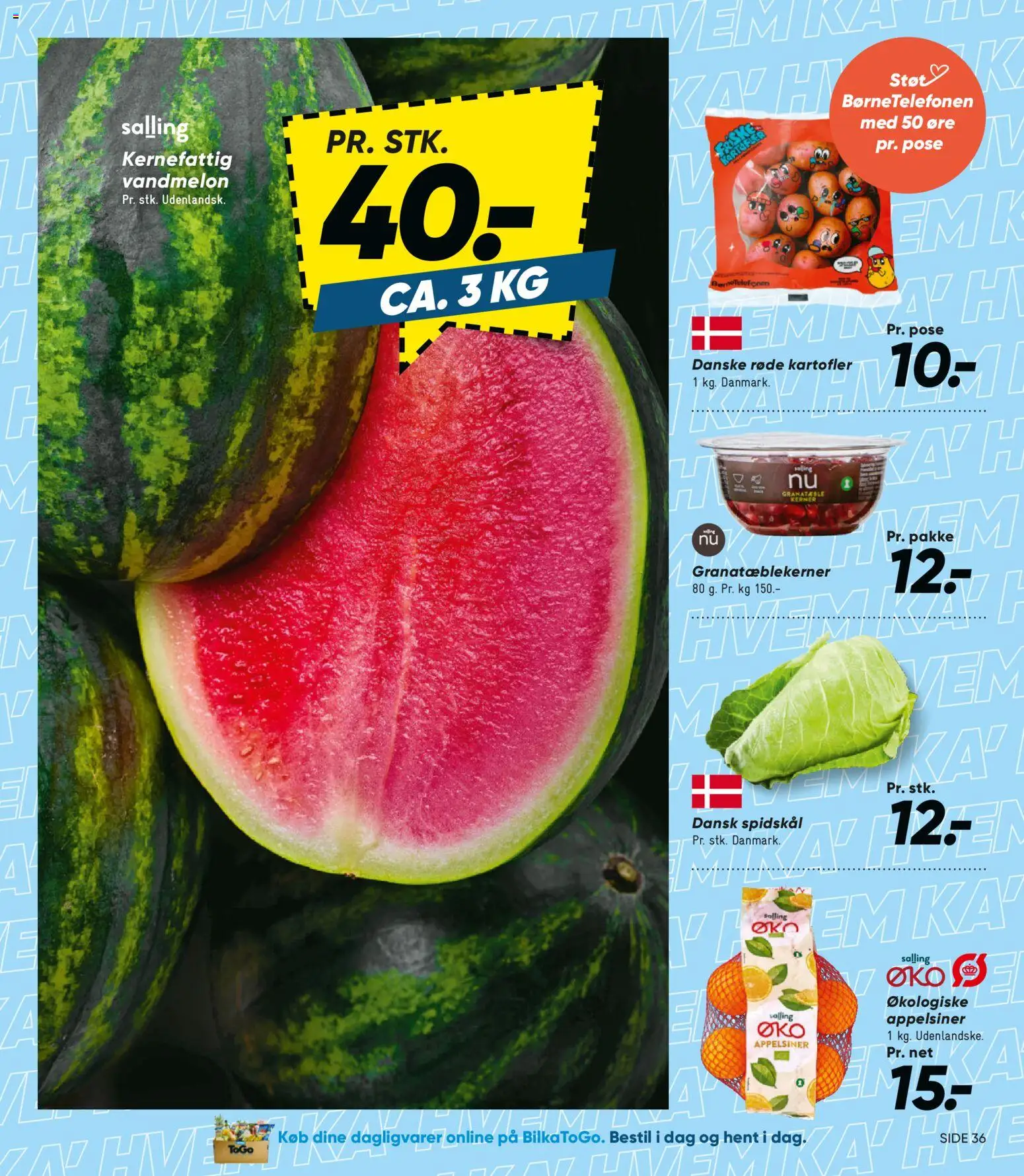 Bilka tilbudsavis – gyldig fra 09.01.2026 | Side: 13 | Produkter: Appelsiner, Kartofler, Vandmelon, Spidskål