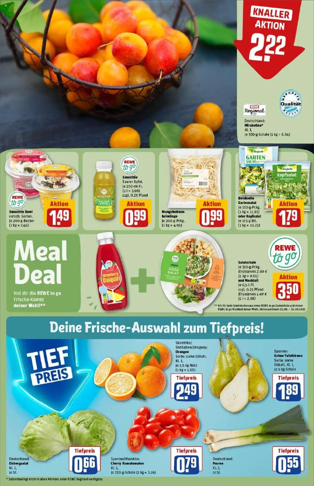 Rewe prospekt Höchberg	 - gültig ab dem 24.08.2025 | Seite: 6 | Produkte: Äpfel, Orangen, Eisbergsalat, Salat