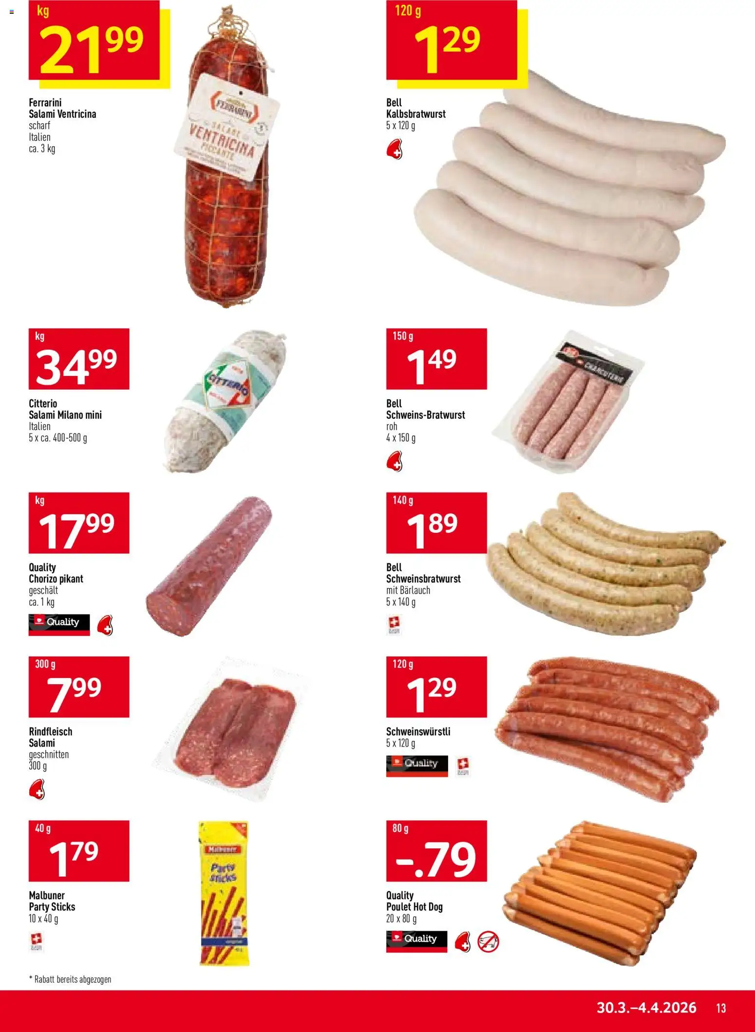 Prodega aktionen – gültig ab 30.03.2026 | Seite: 13 | Produkte: Salami, Rindfleisch