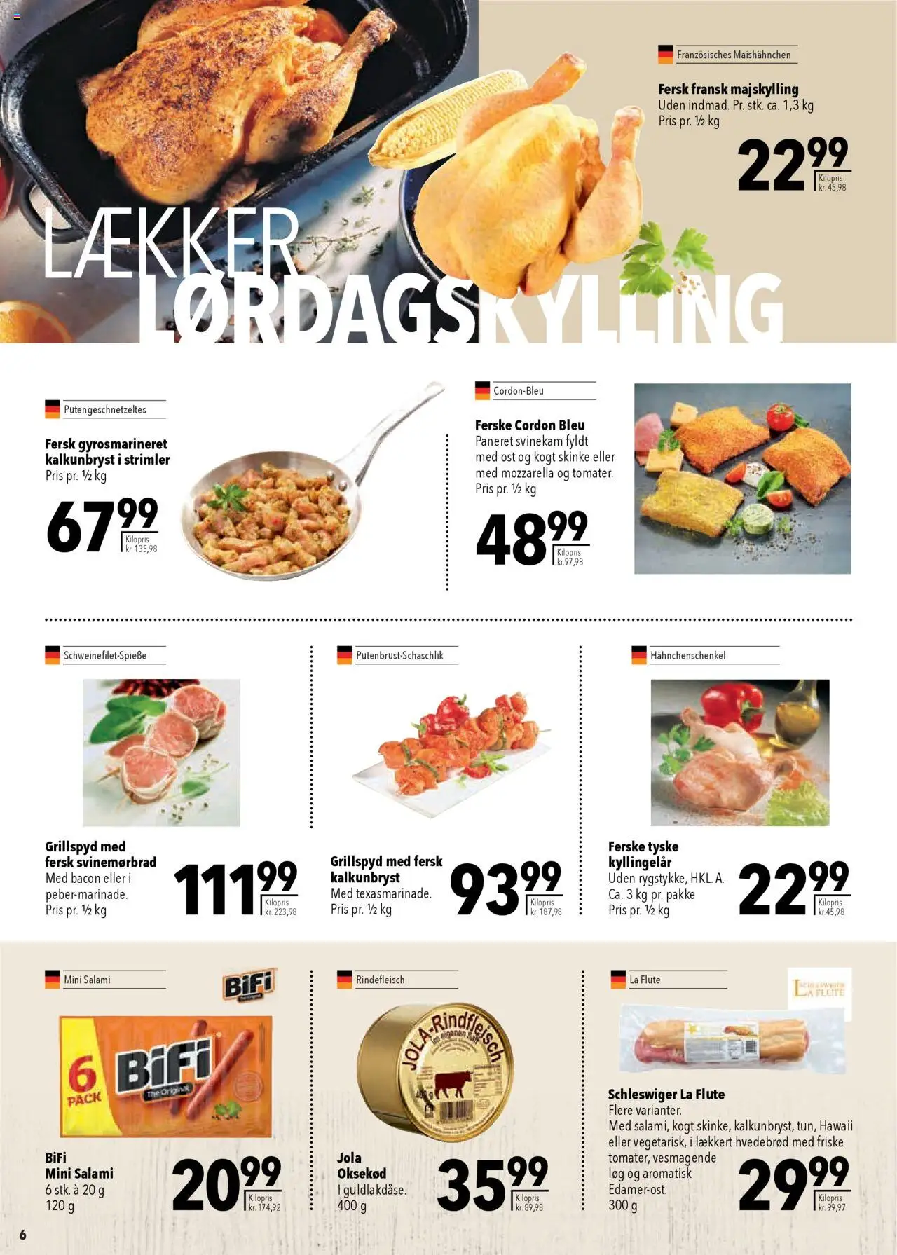 CITTI Markt Dänemark-Werbung – gültig ab 08.10.2025 | Seite: 6 | Produkte: Hahnchenschenkel, Mozzarella, Bifi, Salami