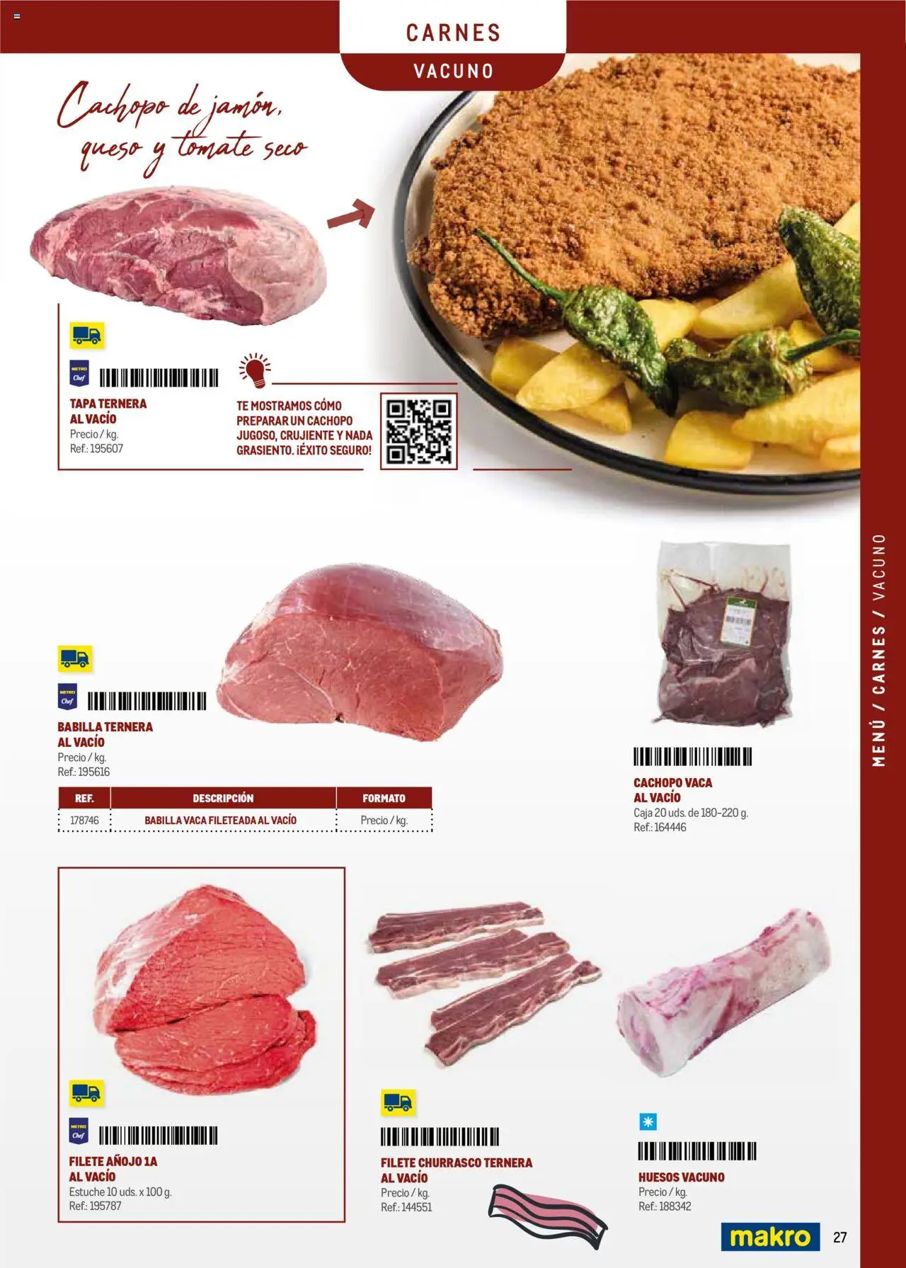 Makro - Menú y Barra Península │ válido desde el 08.09.2025 | Página: 27 | Productos: Queso, Té, Filete, Caja