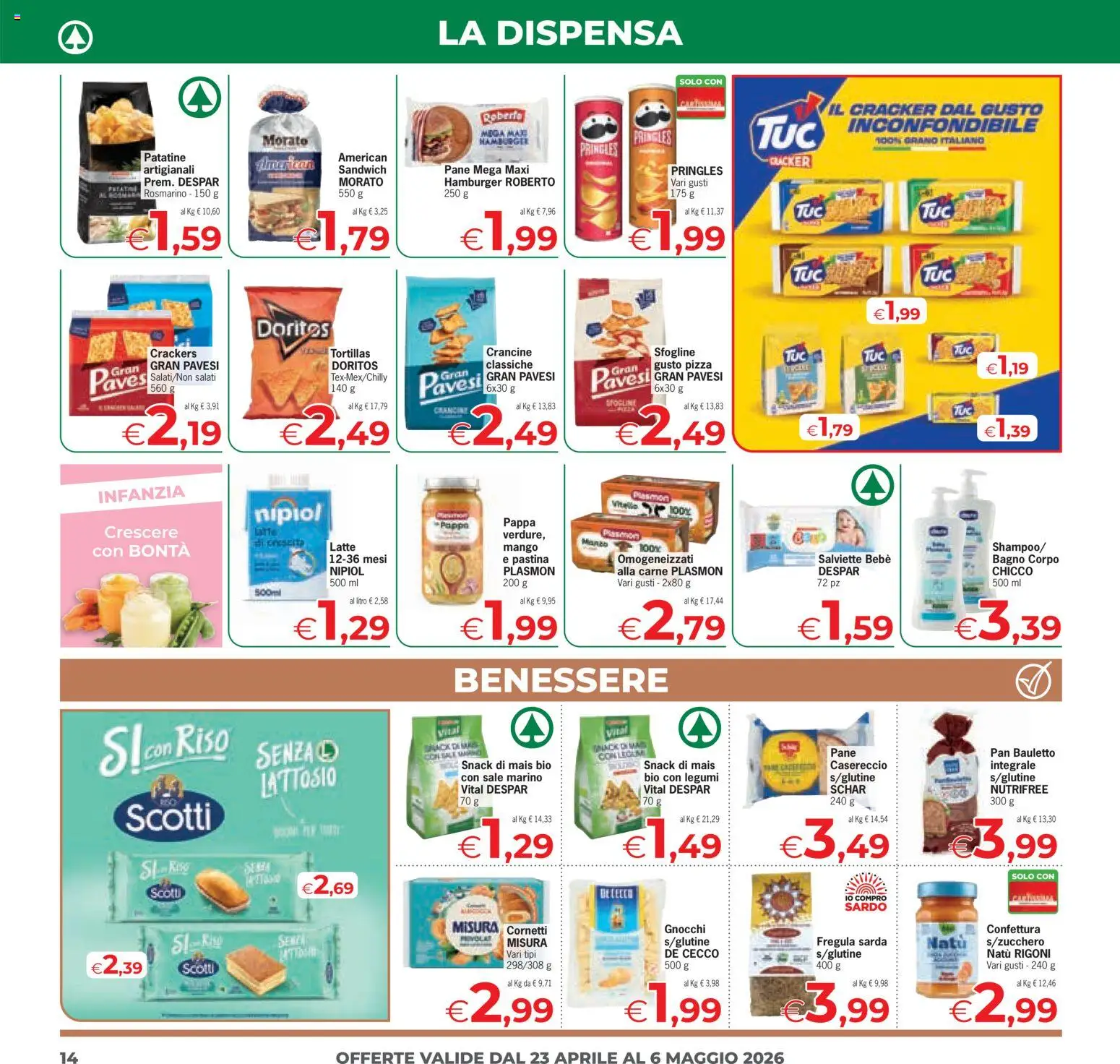 Volantino Eurospar del 23.04.2026 | Pagina: 14 | Prodotti: Riso, Patatine, Sale, Latte