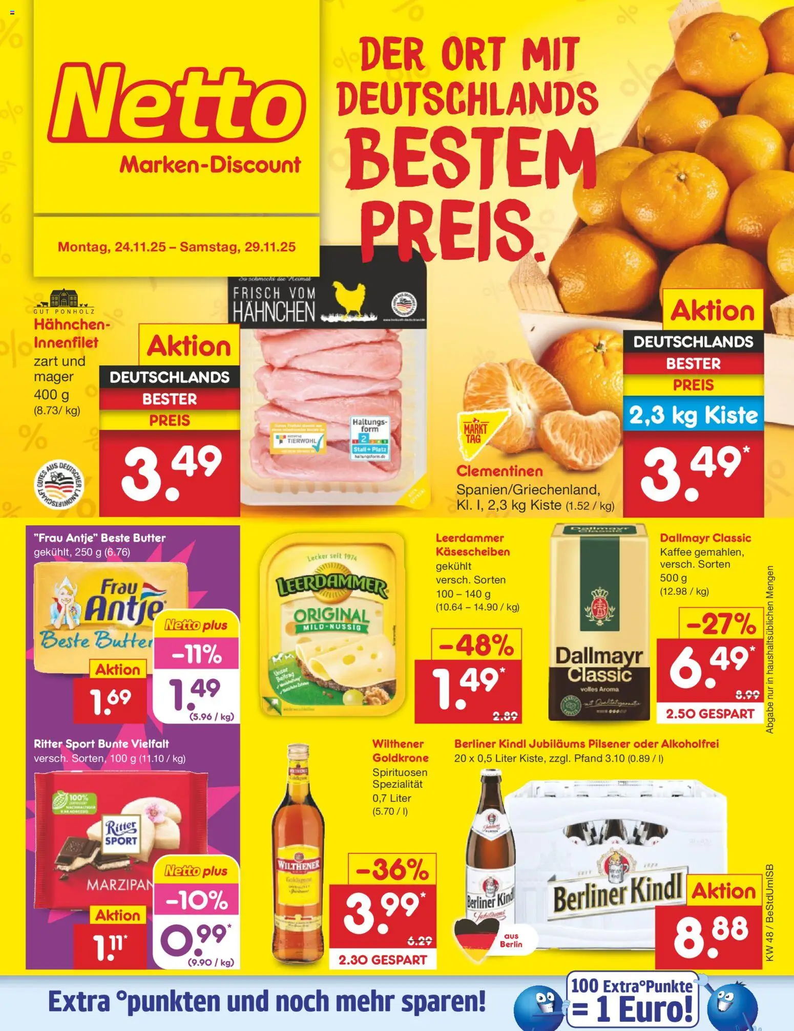 Netto Marken-Discount - Black Friday – gültig ab 24.11.2025 | Seite: 1 | Produkte: Hahnchen, Wilthener, Butter, Dallmayr
