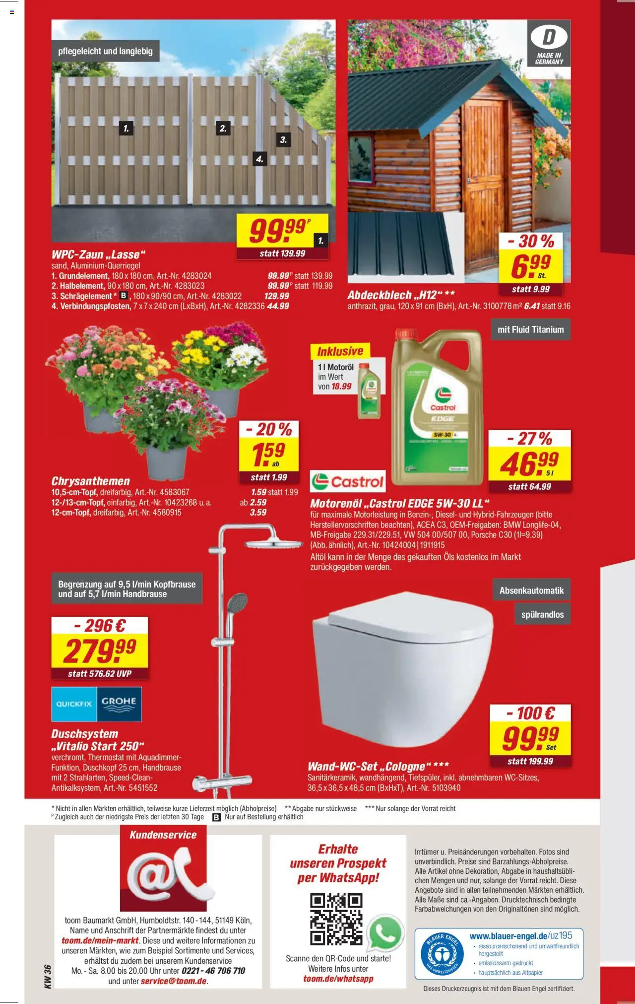 Toom Baumarkt Prospekt 	 - gültig ab dem 30.08.2025 | Seite: 12 | Produkte: Uhr, Duschkopf