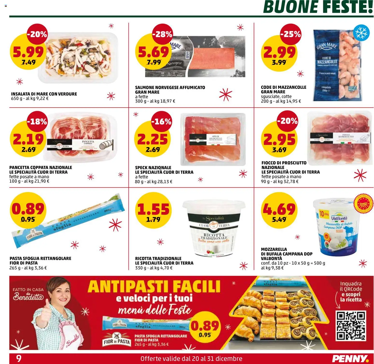 Volantino PENNY del 20.12.2025 | Pagina: 9 | Prodotti: Pancetta, Verdure, Pasta, Ricotta