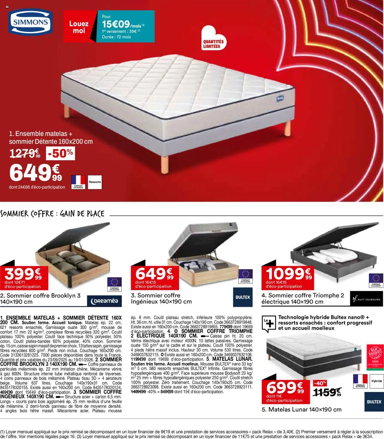 {H1} | Page: 39 | Produits: Plateau, Matelas, Sommier, Cadre