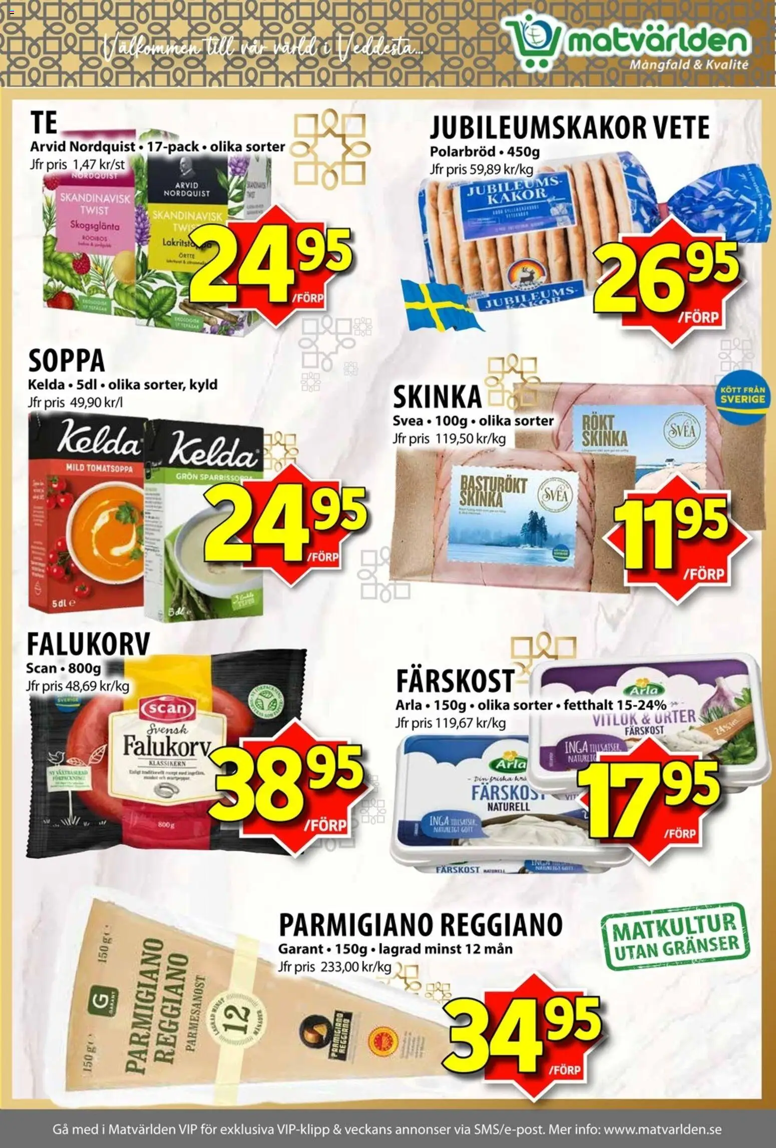 Matvärlden reklamblad aktuell från 17.11.2025 | Sida: 4 | Produkter: Falukorv, Skinka, Vitlök, Soppa