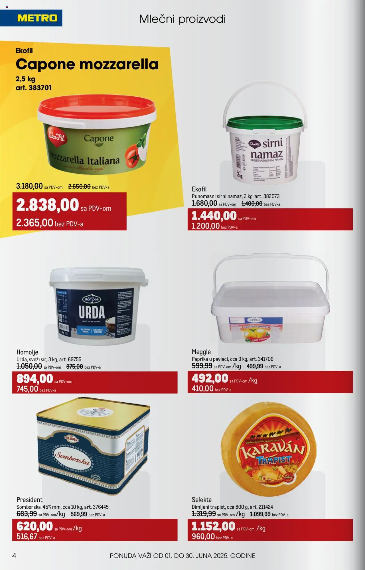 Metro katalog - važi od 01.06.2025 | Strana: 4 | Proizvode: Paprika, Sir, Mozzarella