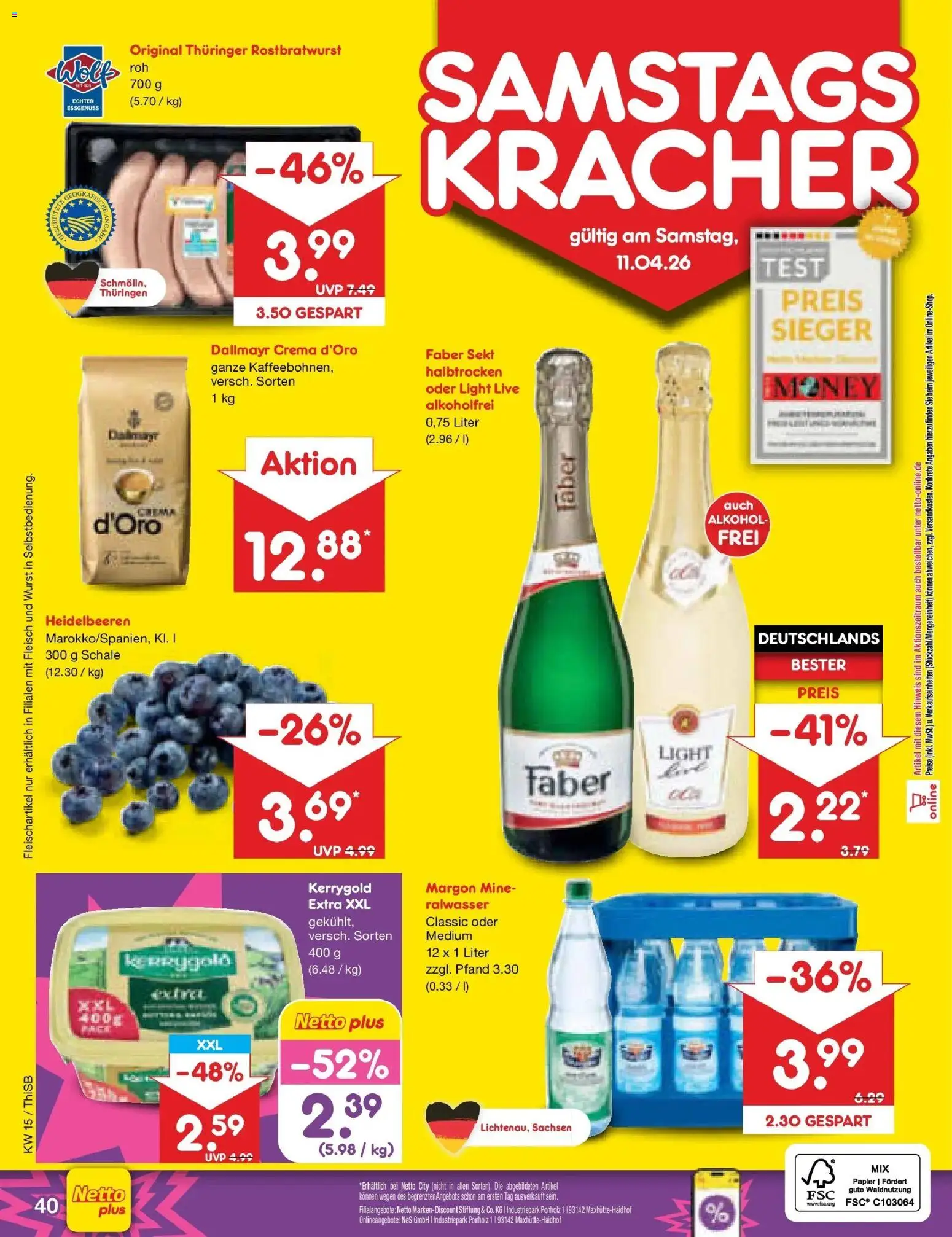 Netto Marken-Discount Prospekt Pirna	 – gültig ab 07.04.2026 | Seite: 58 | Produkte: Sekt, Dallmayr, Wurst, Fleisch