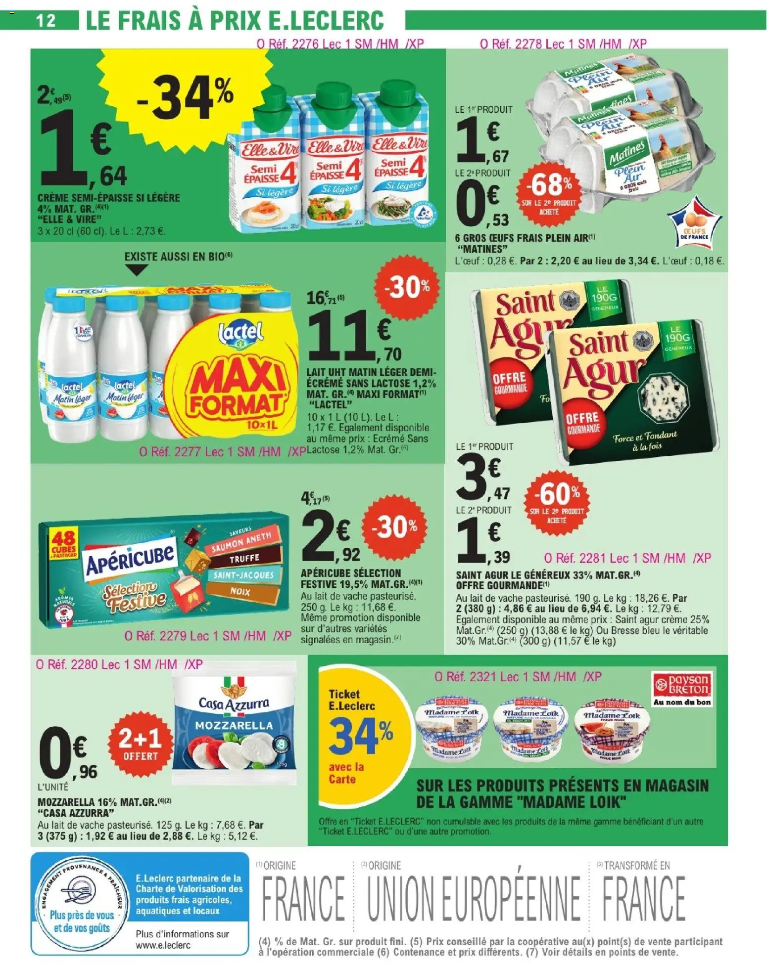 {H1} | Page: 12 | Produits: Mozzarella, Œufs, Saumon, Crème