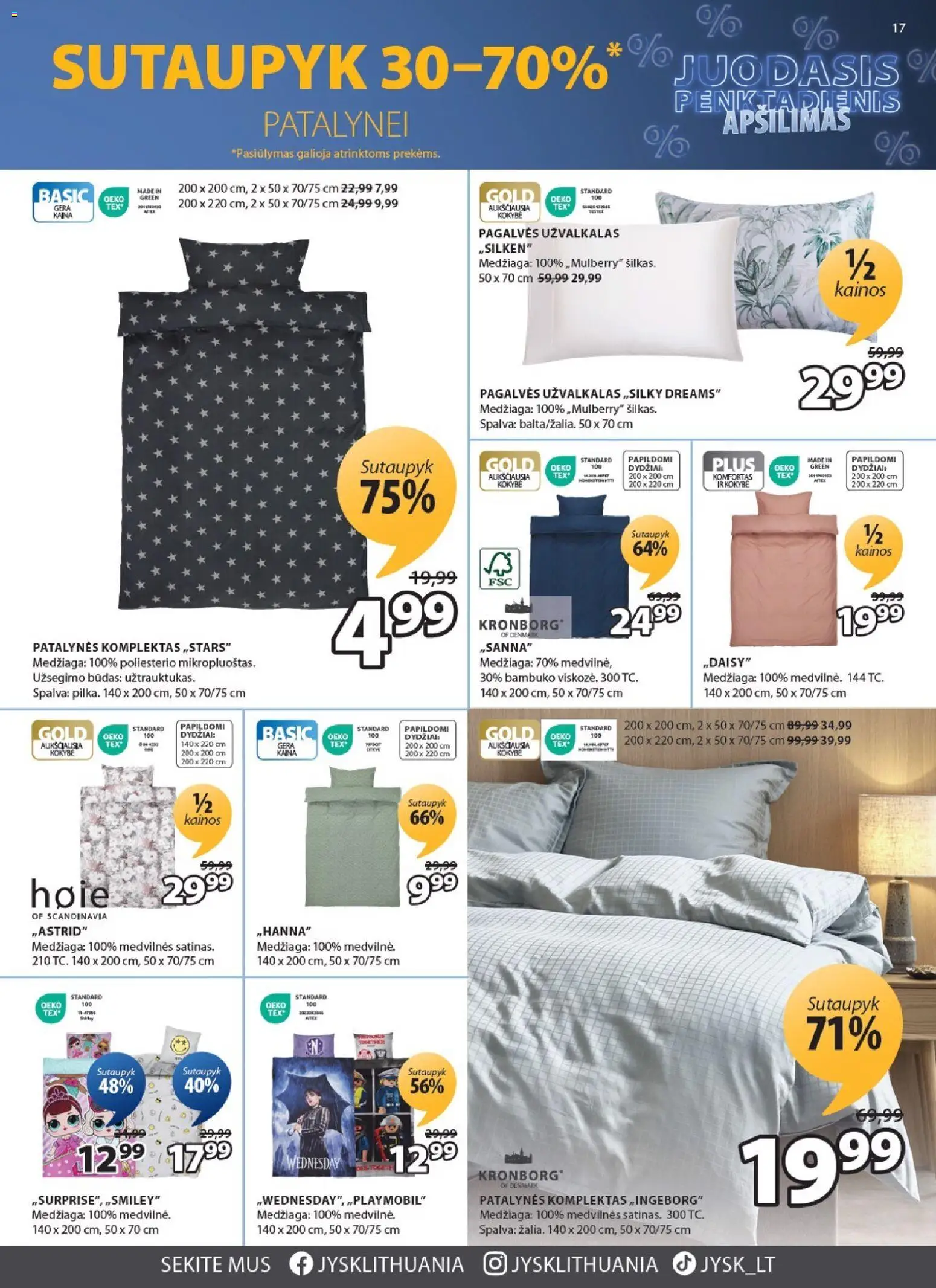 JYSK akcijos nuo 04.11.2025 | Puslapis: 17 | Prekių: Patalynės komplektas, Užvalkalas