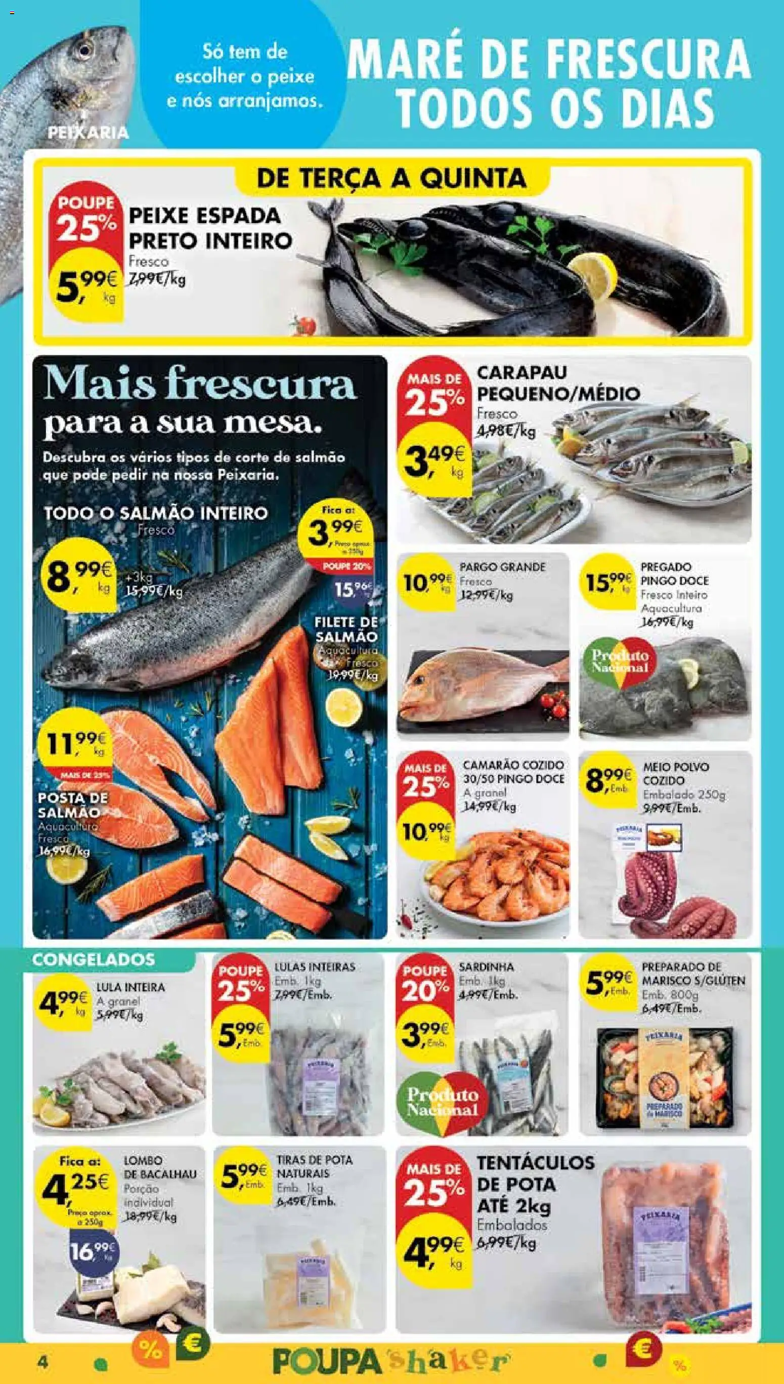 Pingo Doce Poupe Esta Semana Madeira │ válido de 28.10.2025 | Página: 4 | Produtos: Bacalhau, Lulas, Salmão, Peixe