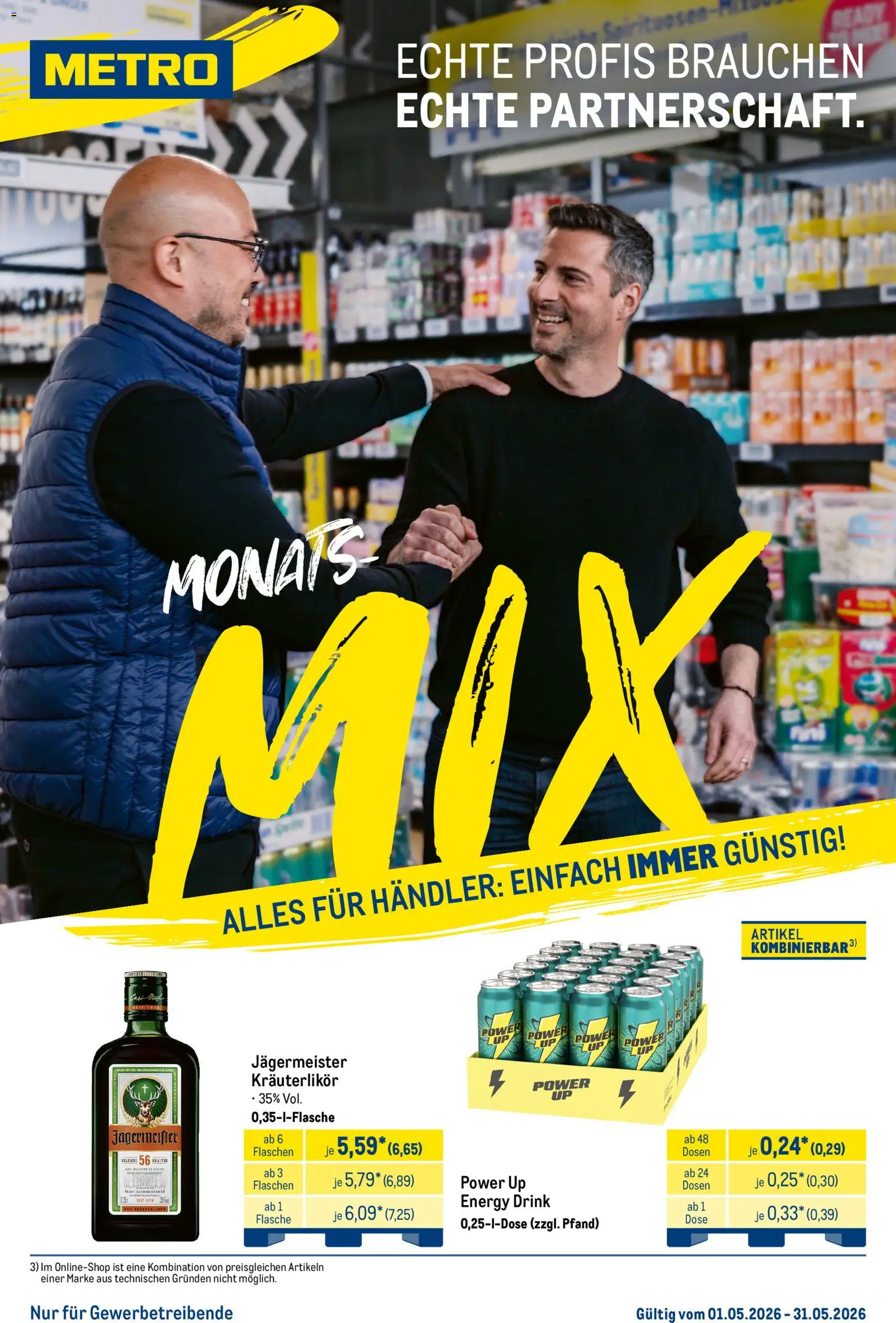 Metro Monats-Mix – gültig ab 01.05.2026 | Seite: 1 | Produkte: Energy, Jägermeister