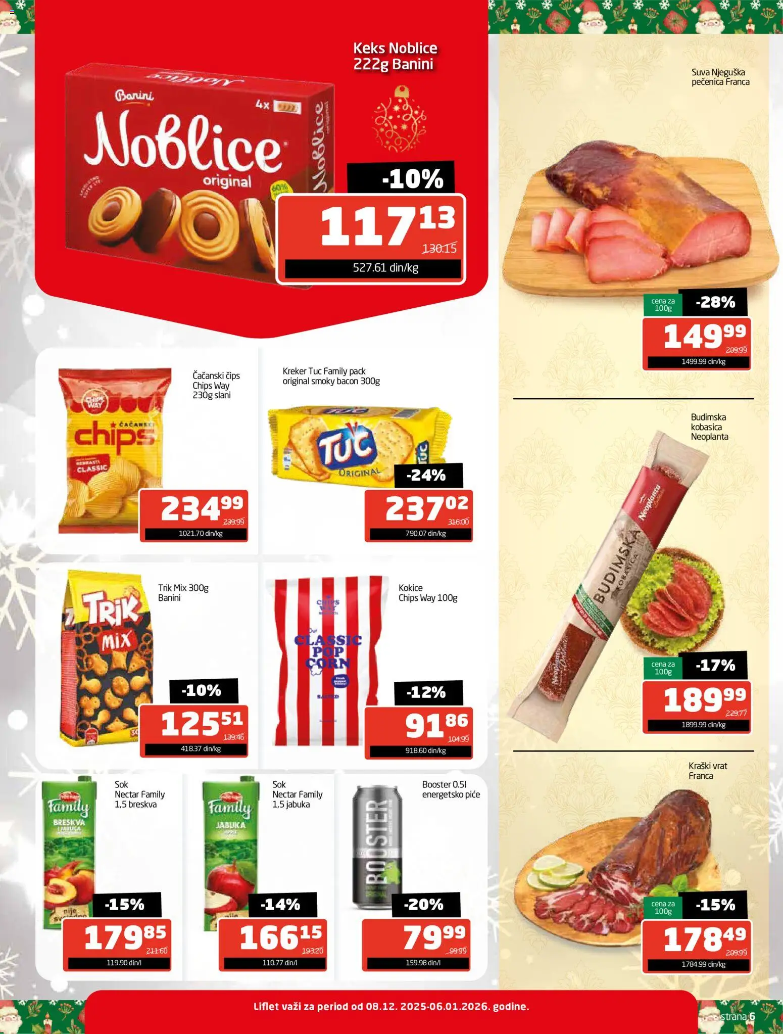 Gomex katalog - važi od 08.12.2025 | Strana: 6 | Proizvode: Budimska kobasica, Tuc, Noblice, Pečenica