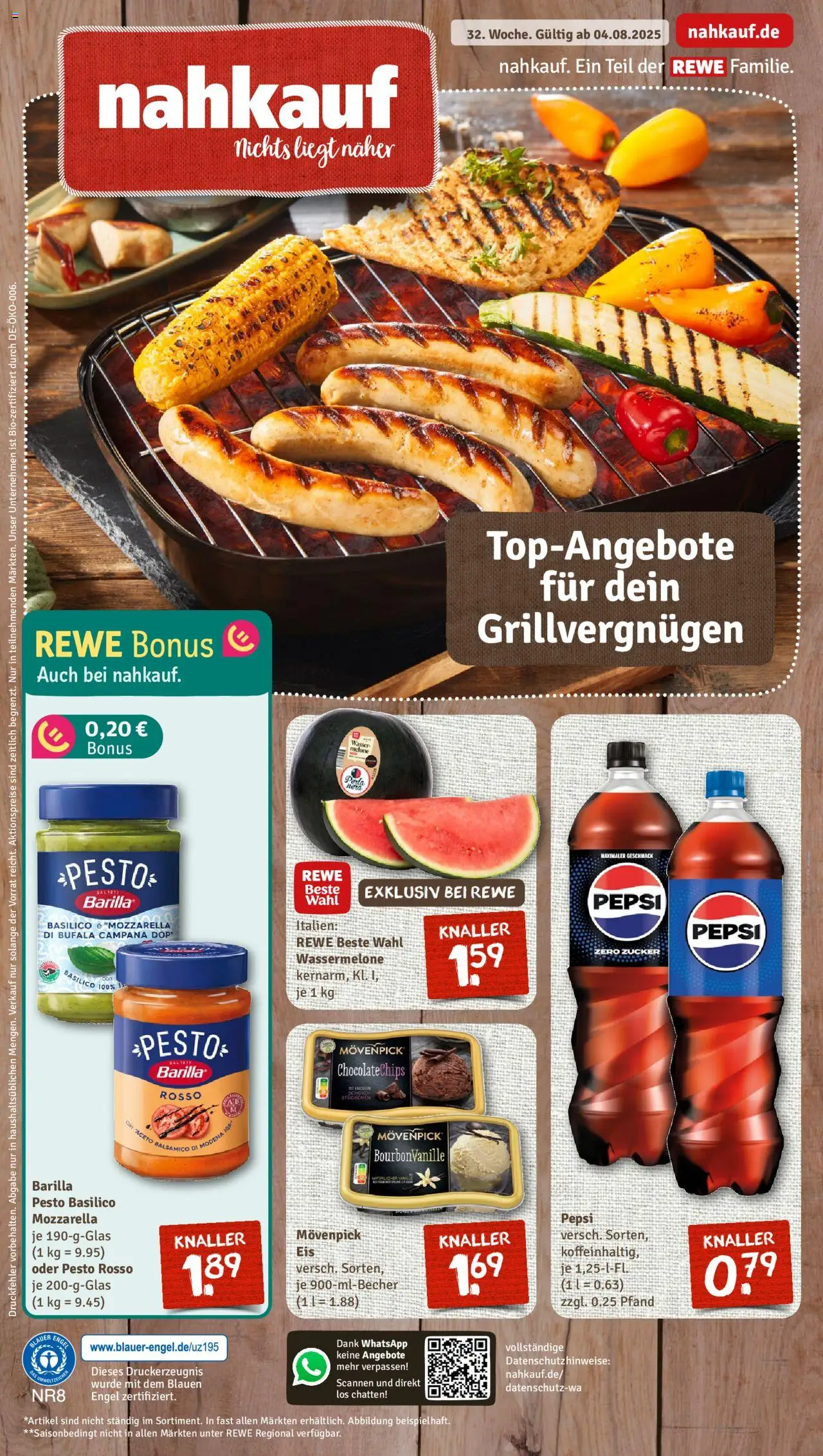 Nahkauf Prospekt - gültig ab dem 03.08.2025 | Seite: 1 | Produkte: Barilla, Mozzarella, Barilla pesto, Zucker