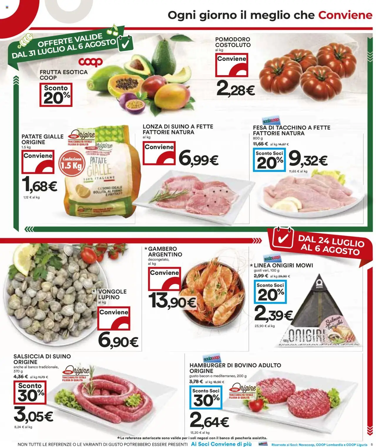 Volantino COOP del 24.07.2025 | Pagina: 5 | Prodotti: Patate, Tacchino, Salsiccia, Forno
