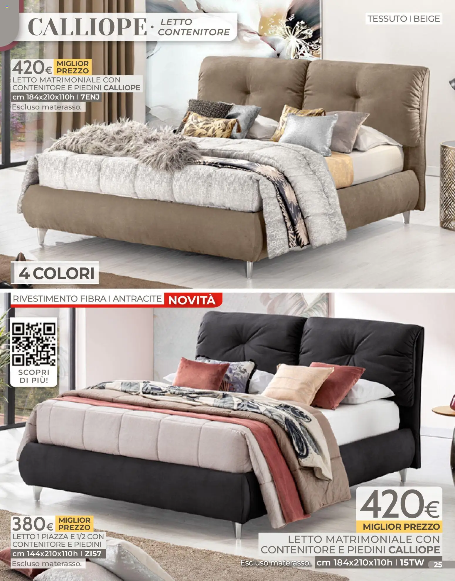 Volantino Mondo Convenienza del 04.01.2026 | Pagina: 25 | Prodotti: Letto matrimoniale, Contenitore, Letto